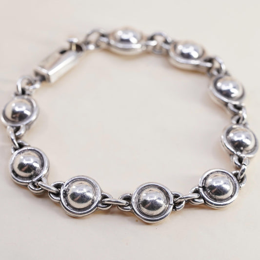 7.25", southwestern Mexican sterling 925 silver handmade beaded chain bracelet