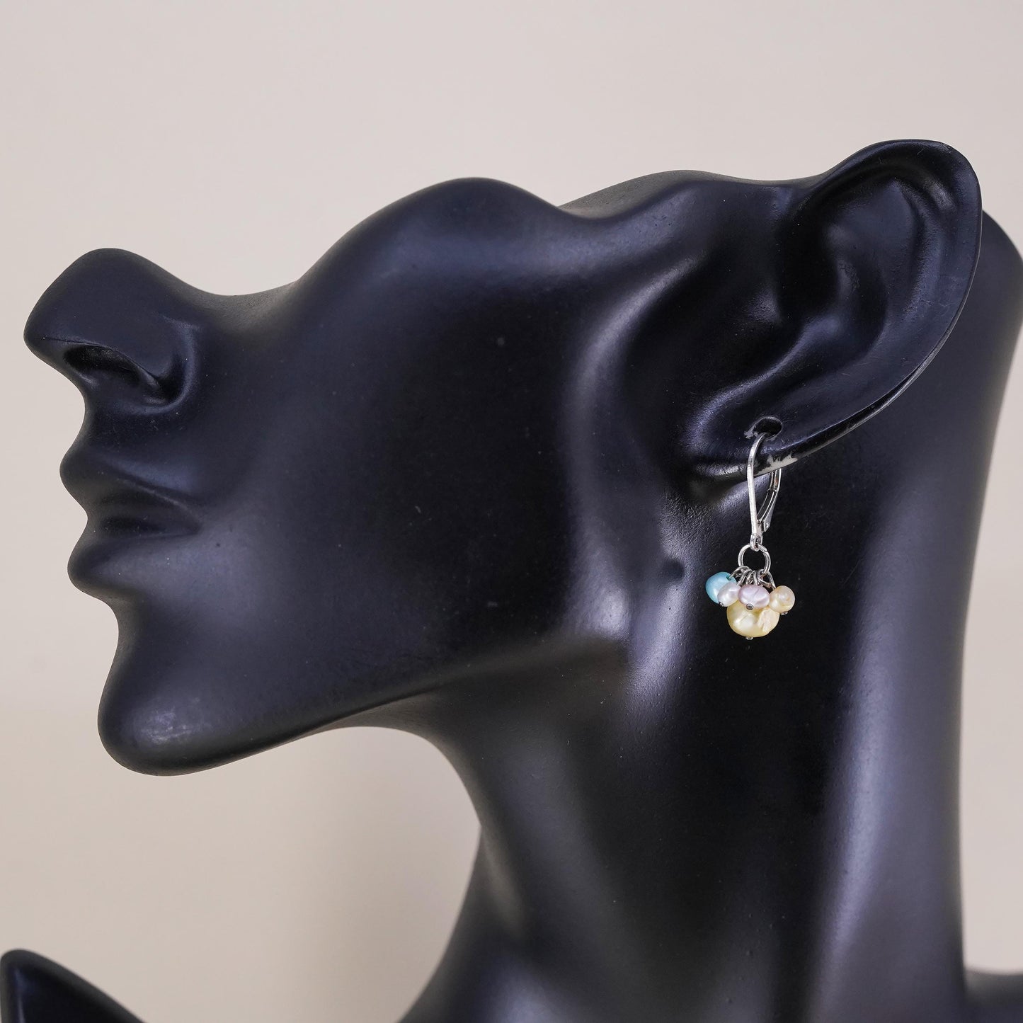 Vintage Sterling 925 silver handmade earrings with freshwater pearls