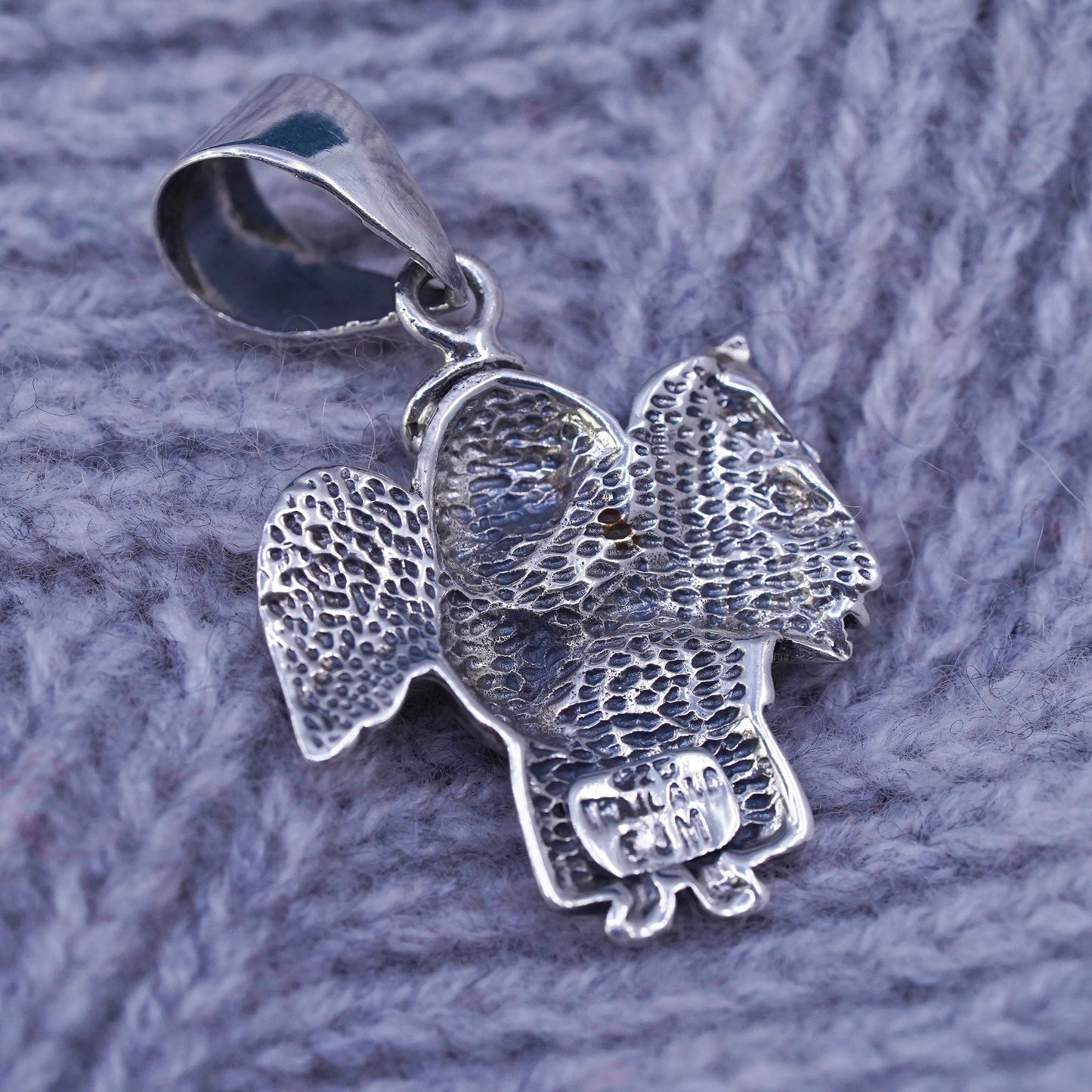 Vintage sterling silver handmade pendant, 925 Angel charm