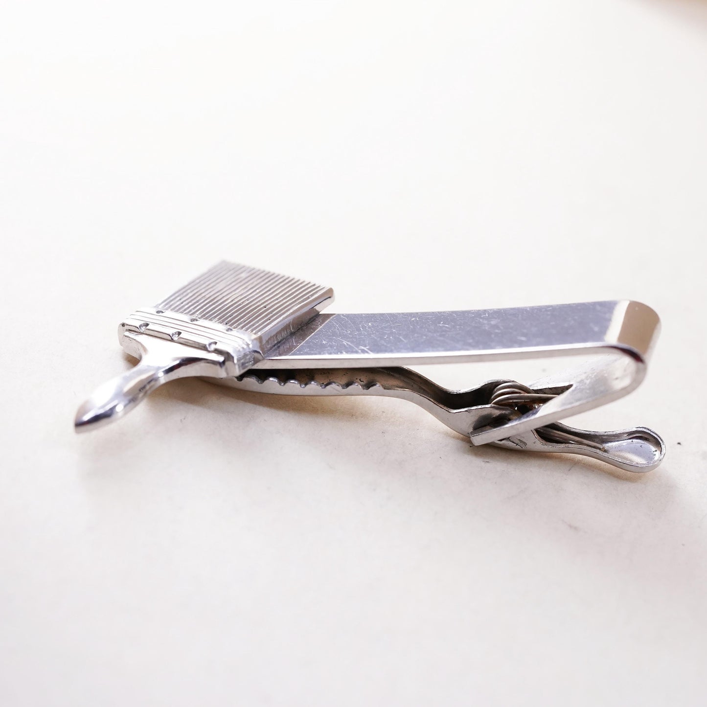 Vintage Baker sterling 925 silver handmade tie clip with paint brush