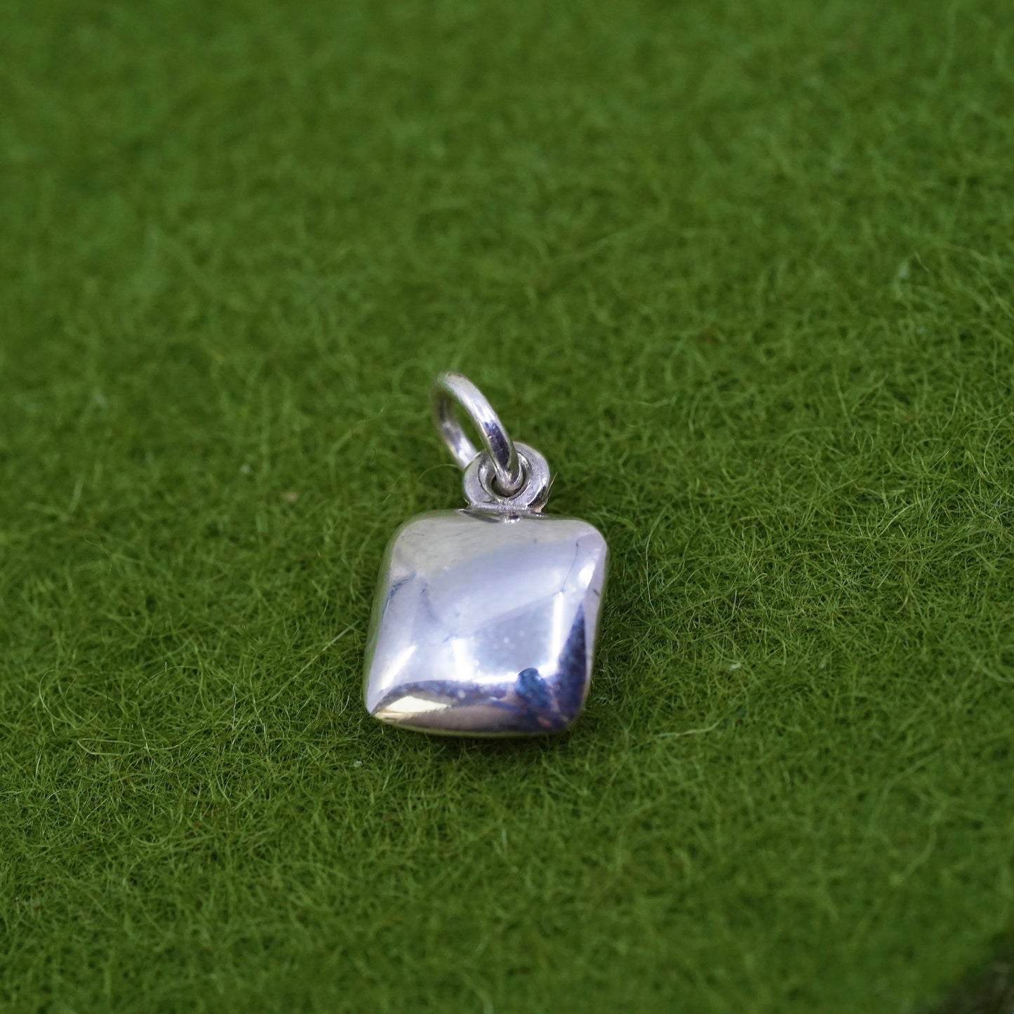 Vintage sterling silver handmade pendant, 925 Square silver charm