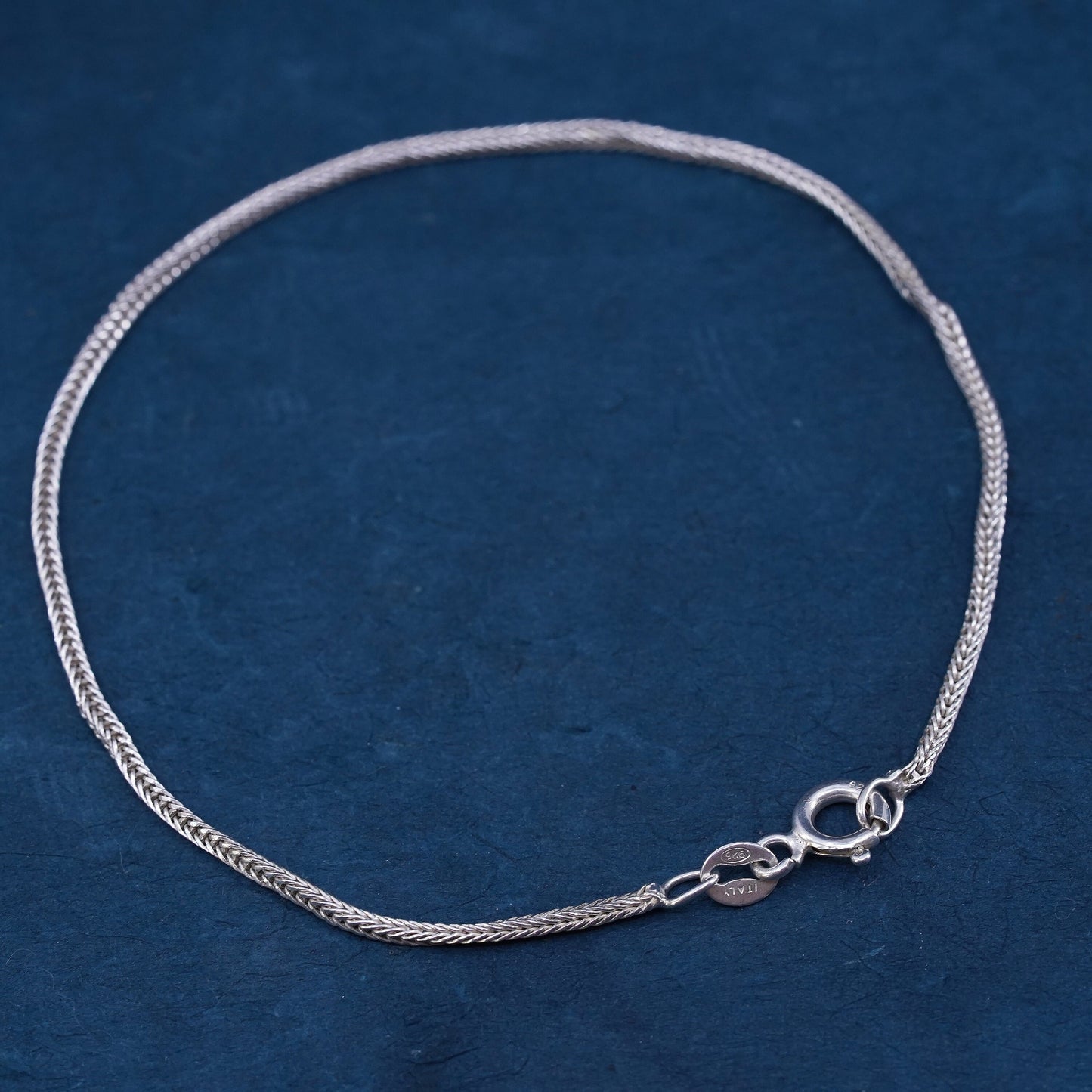 7.5”, vintage Italian Sterling silver bracelet, 925 silver twisted snake chain