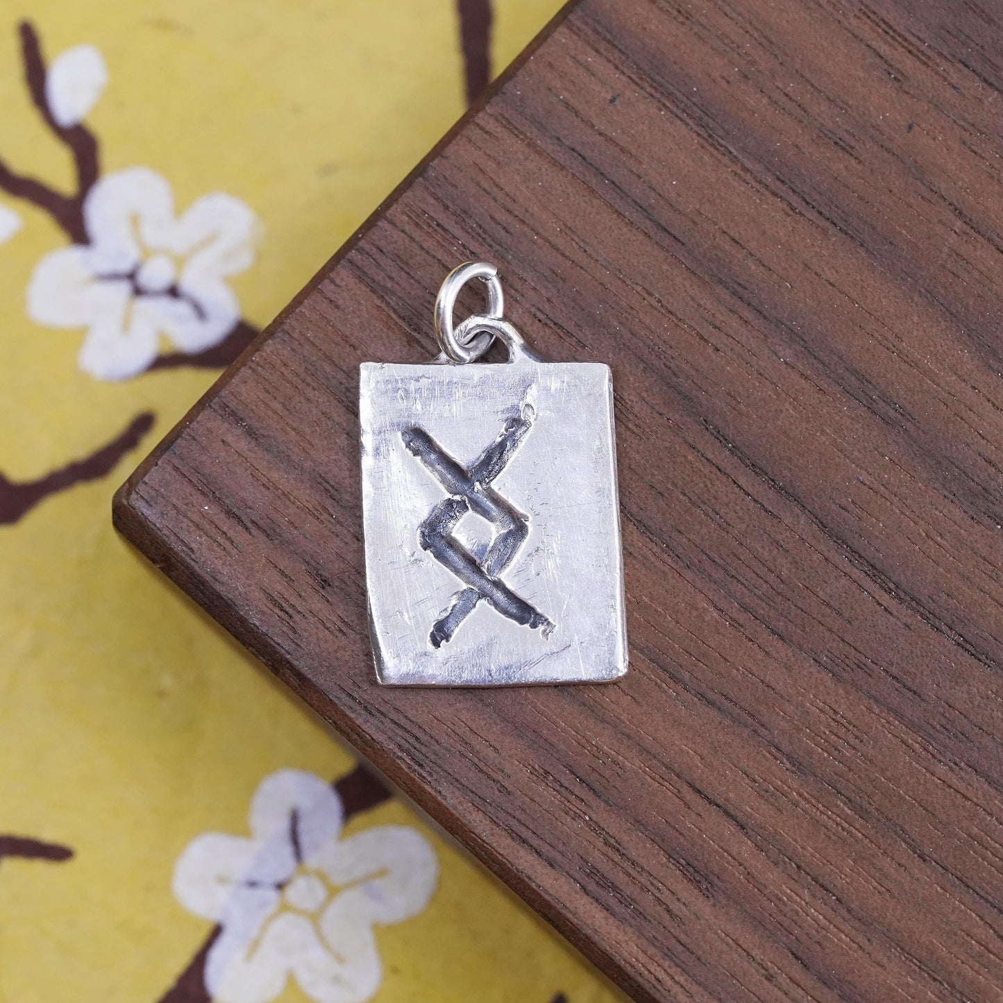 Vintage Sterling silver handmade DNA tag charm, 925 pendant