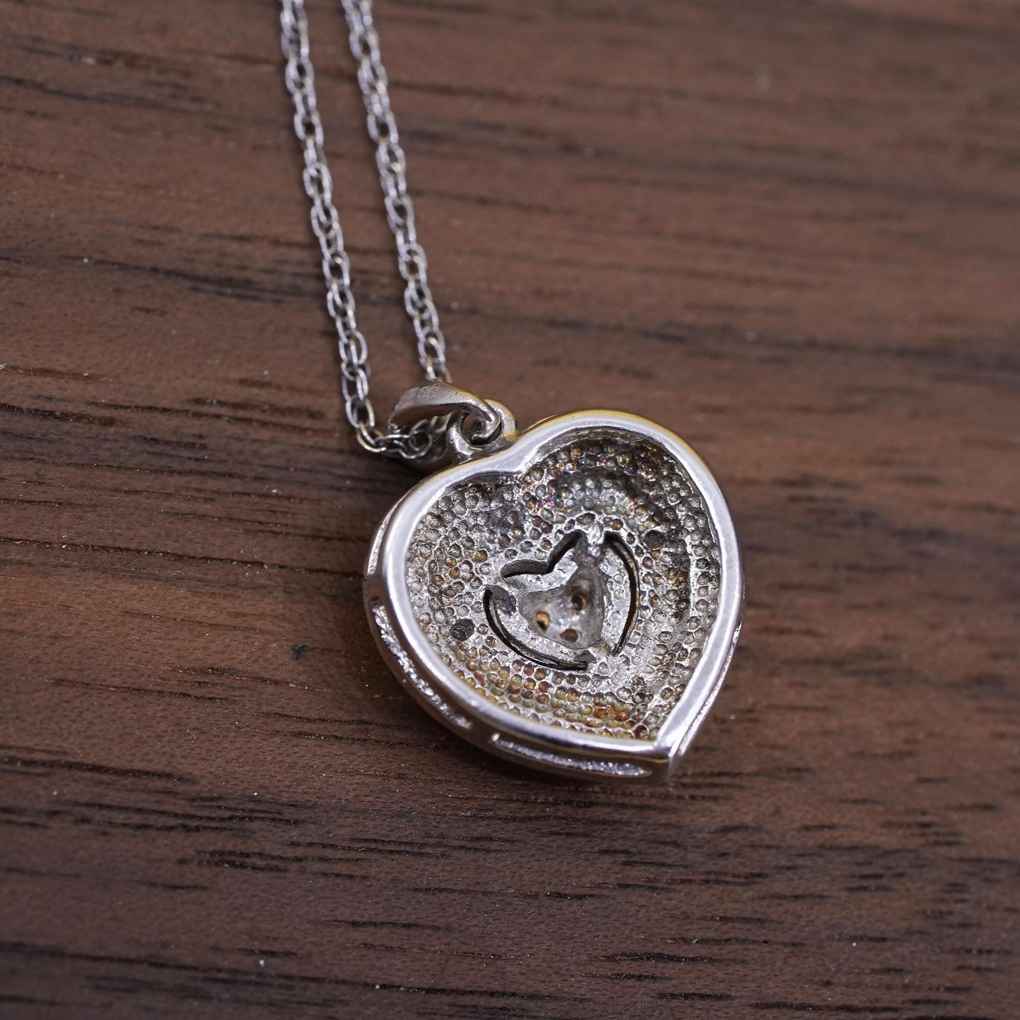 20”, sterling silver circle necklace with 925 genuine diamonds heart pendant