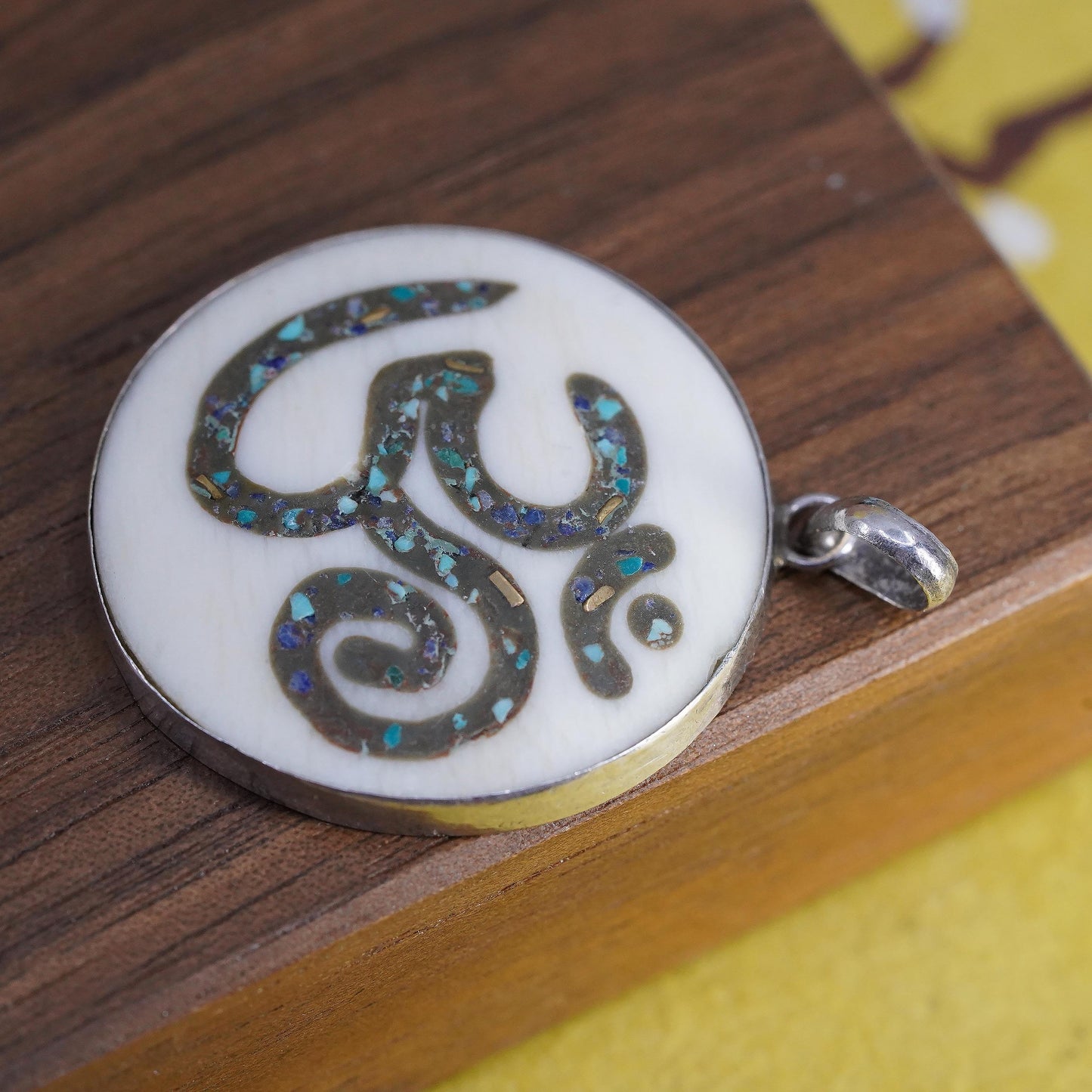 Sterling Silver Mother of Pearl Om Pendant, Aum Necklace Charm, Spiritual Yoga