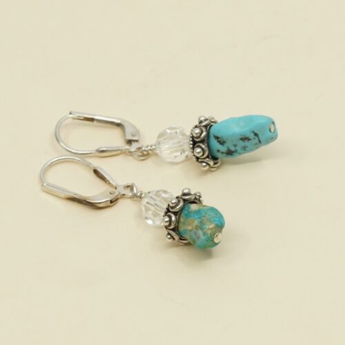 Amazing handmade Sterling 925 Silver earrings, 925 Turquoise Dangles