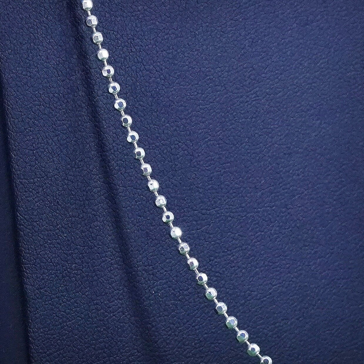 30", 1mm, Vintage sterling silver Italy 925 silver bead chain, necklace