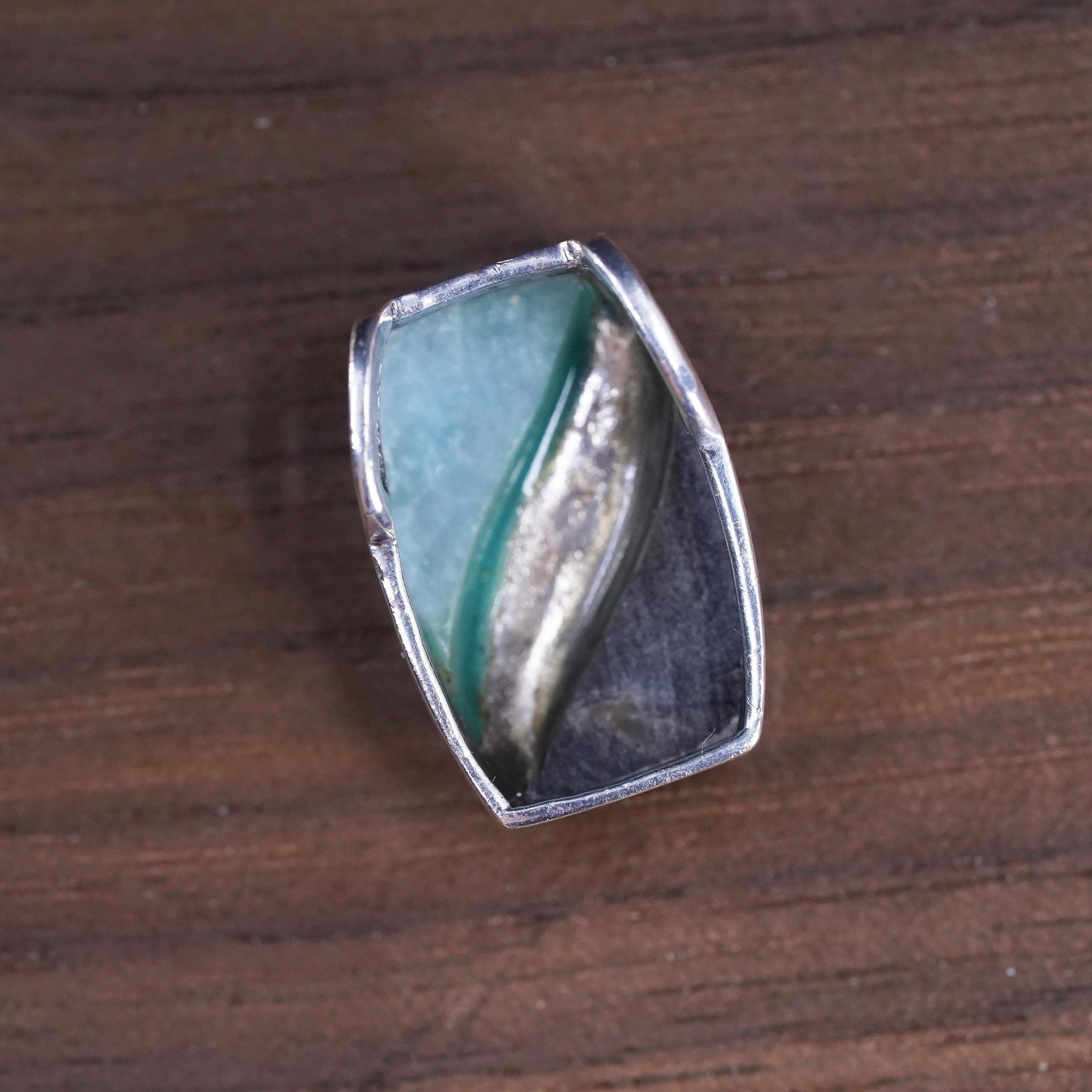 Sterling 925 silver handmade teardrop pendant pink mother of pearl marcasite