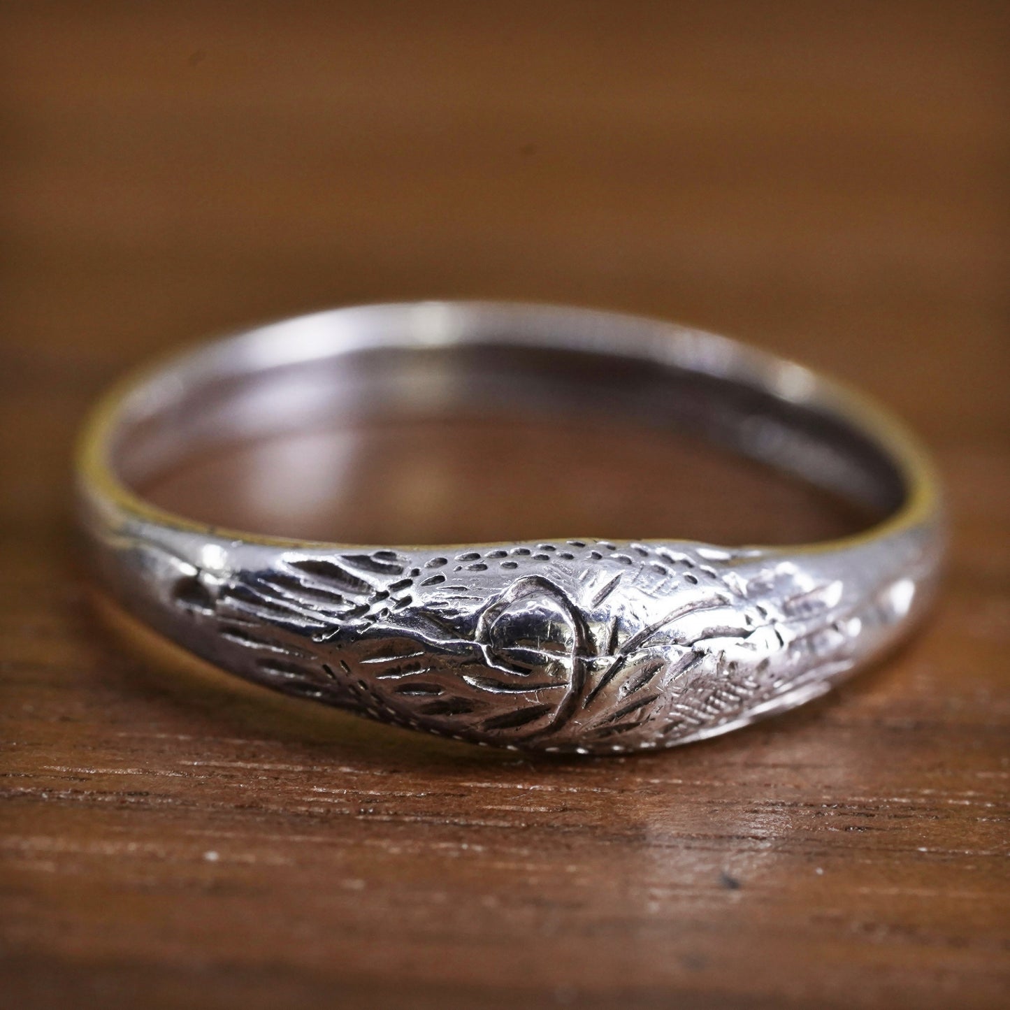 Size 5.5, Vintage Sterling silver stackable ring, 925 stackable textured band