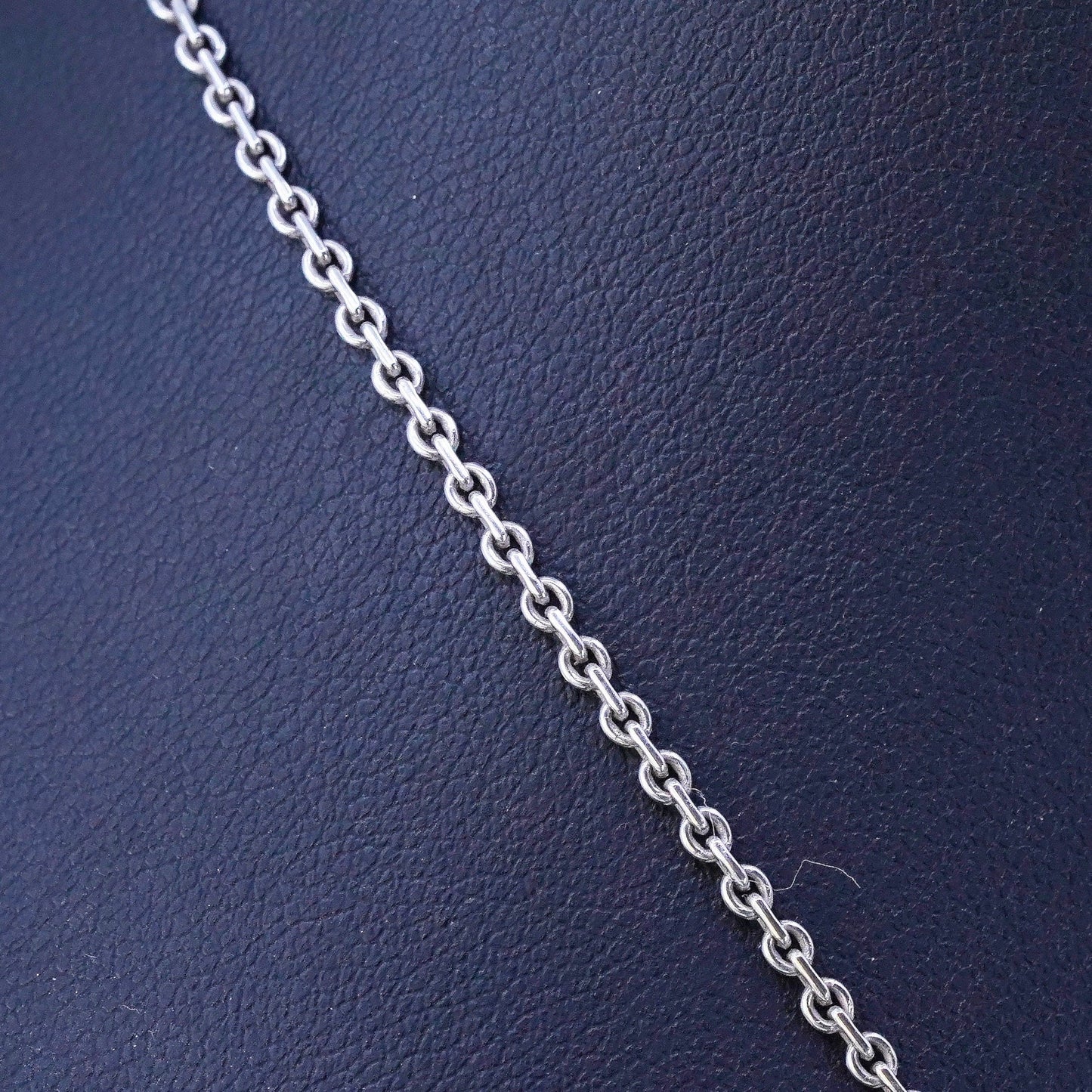 18" 1.6mm, Vintage Italian sterling circle link chain, 925 silver necklace