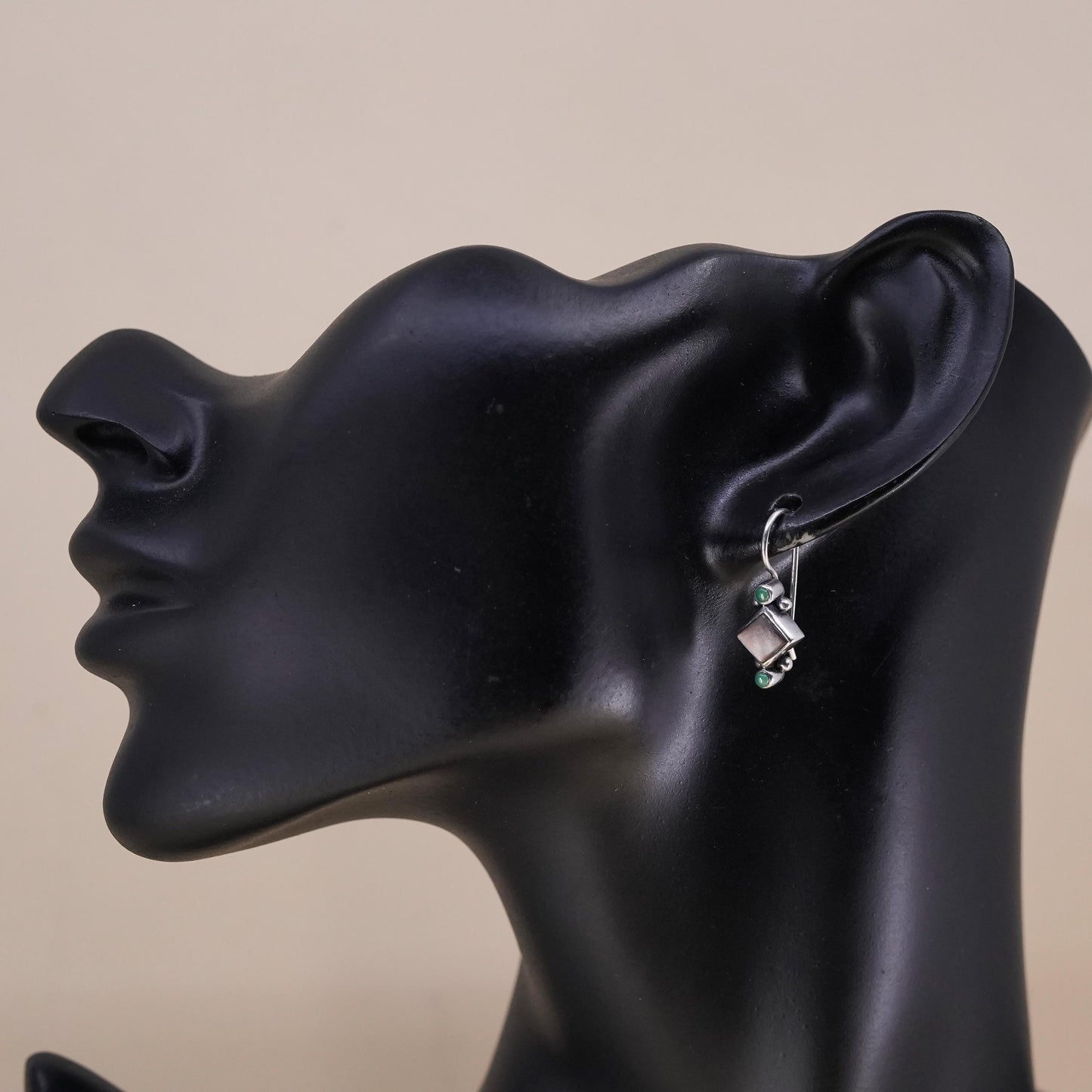 Vintage Peyote Bird sterling 925 silver single earring with abalone turquoise