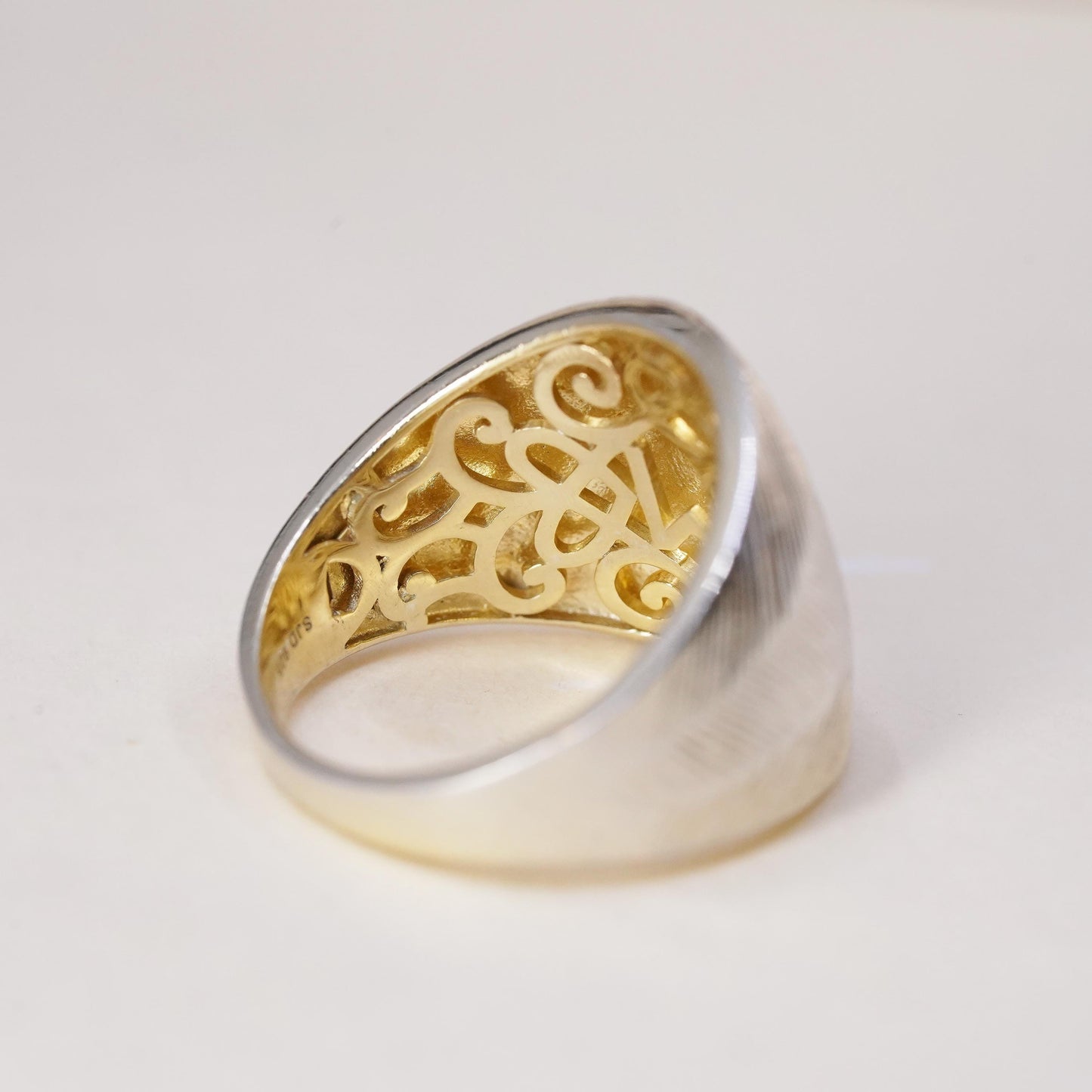 Size 7.25, Vermeil gold over sterling silver textured band ring, love more