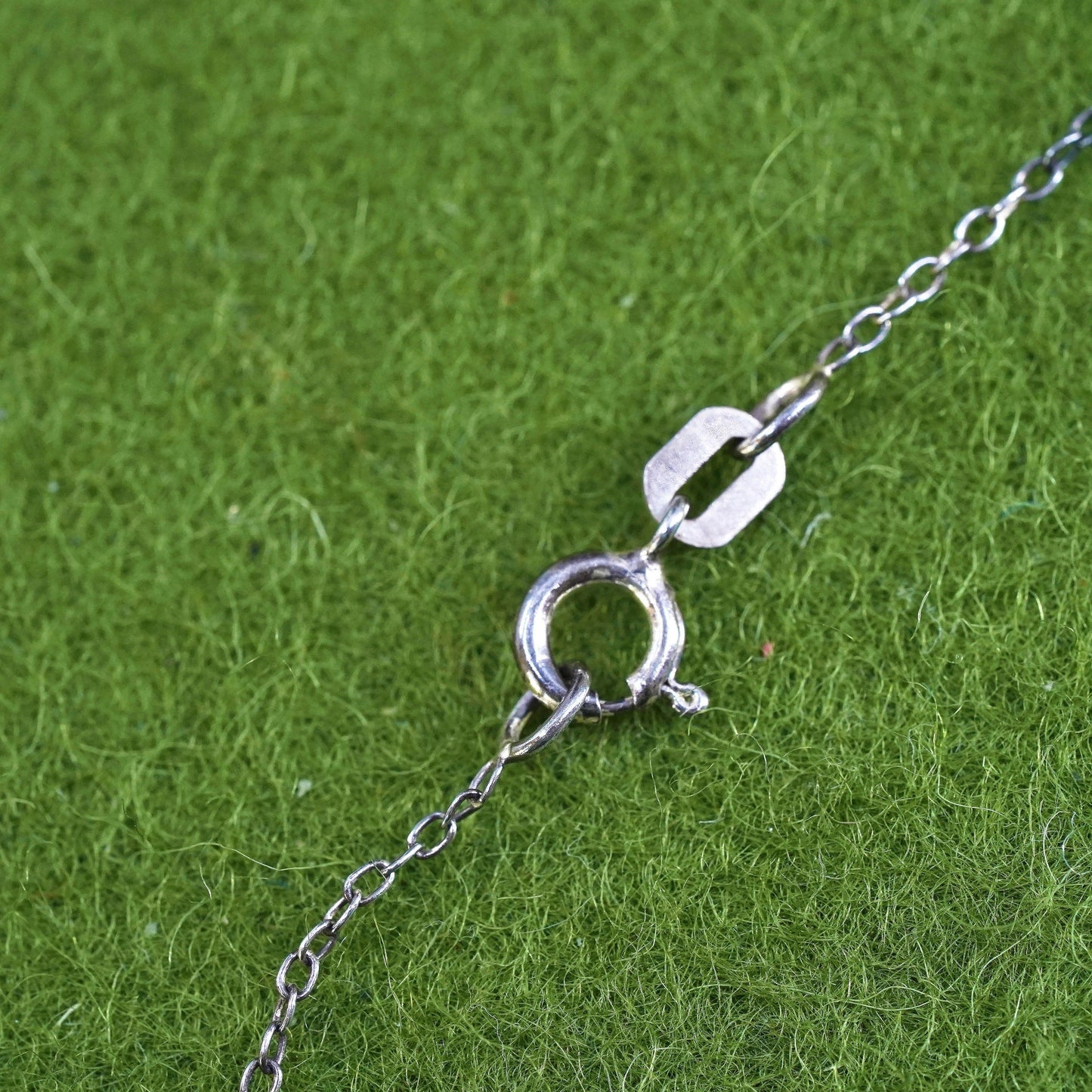 18”, vintage Sterling silver necklace, 925 circle chain circle wave pendant