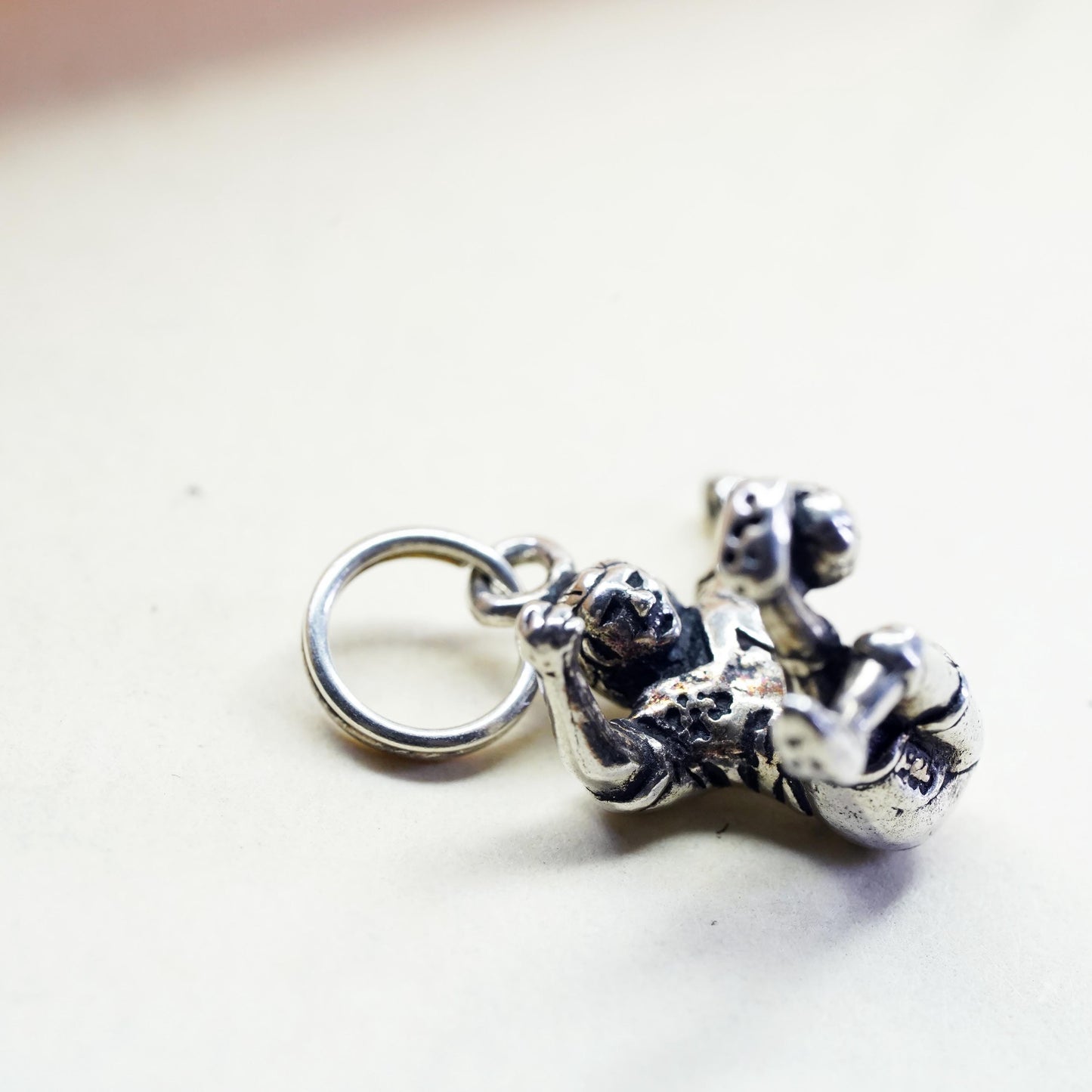 Vintage sterling silver charm, 925 silver 3D football pendant, soccer player