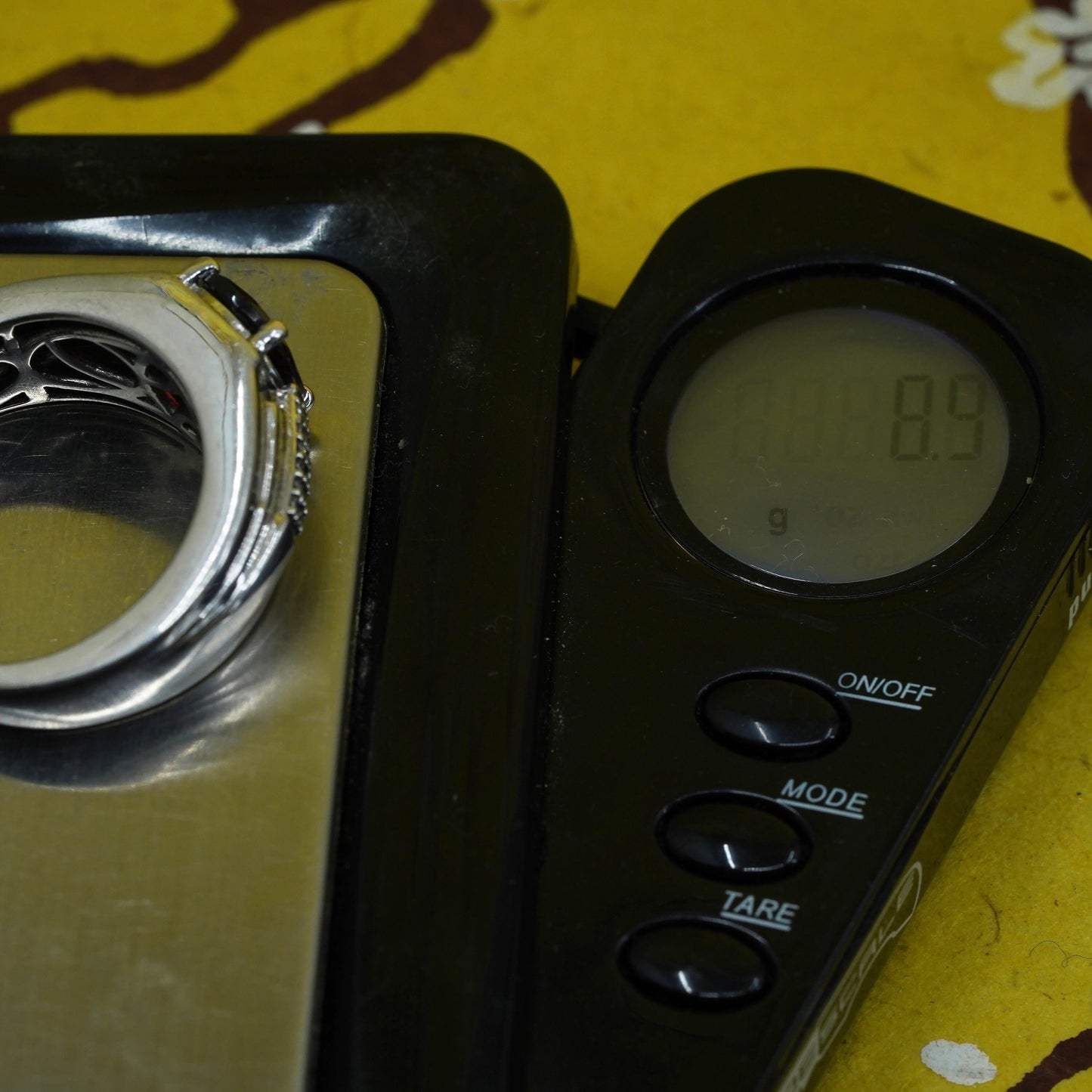 Size 10, Sterling 925 silver handmade statement ring with ruby and diamonds