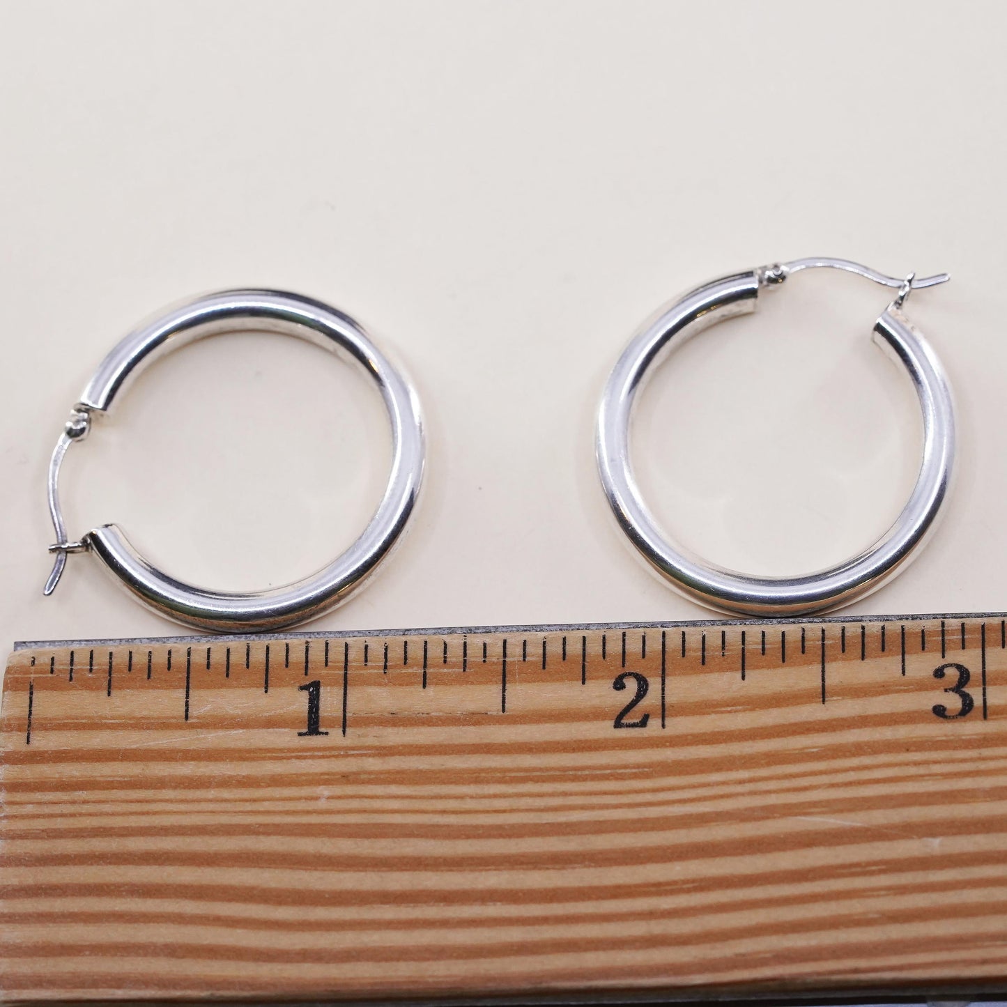 1.25", Vintage sterling silver loop earrings, fashion minimalist wide hoops