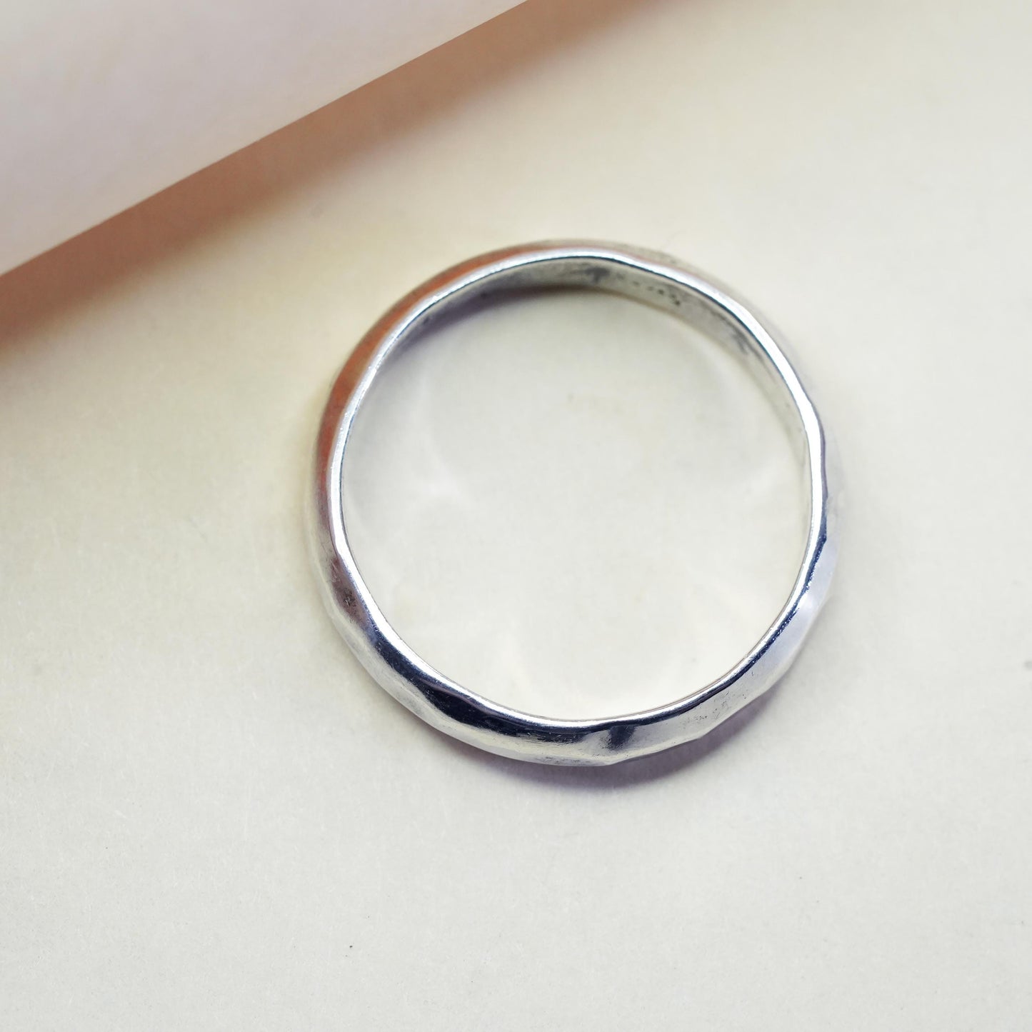 Size 11, Vintage sterling silver ring, 925 silver band, hammered wedding band