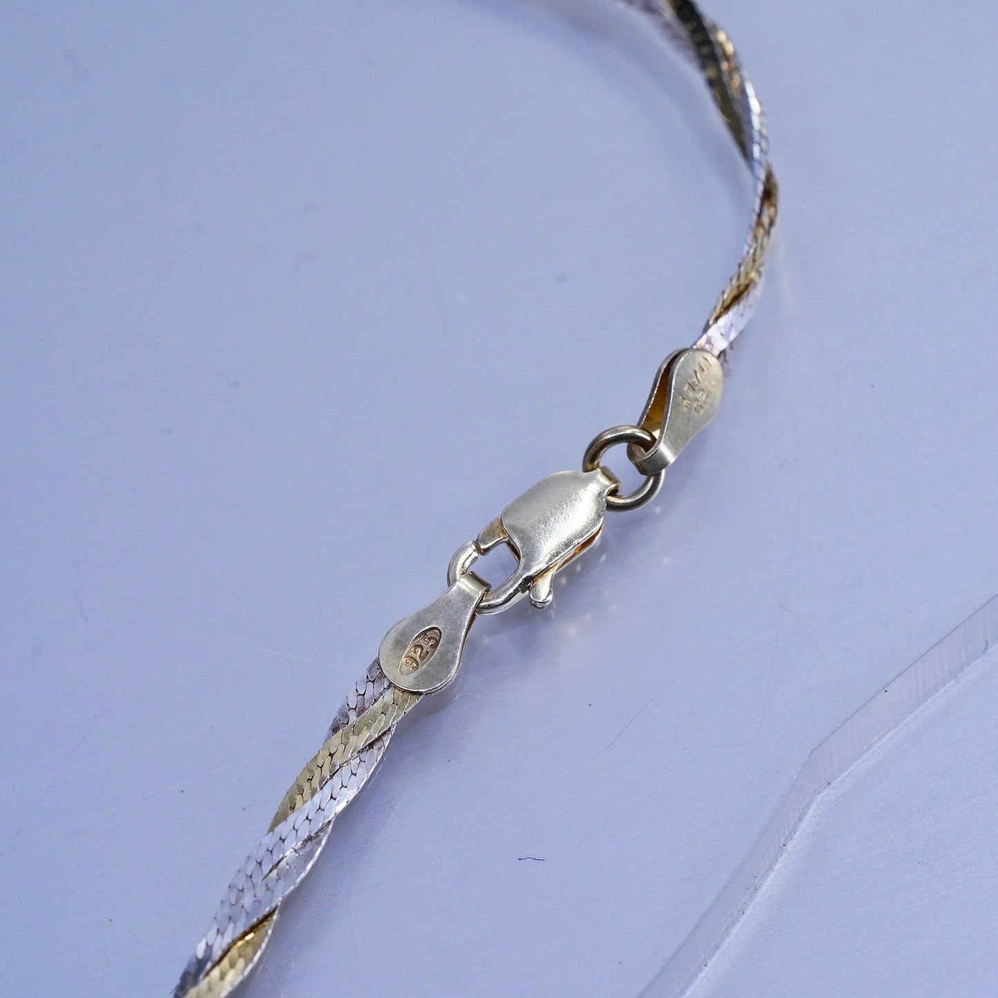 18” 3mm, vintage Italy Sterling 925 silver woven braided herringbone necklace