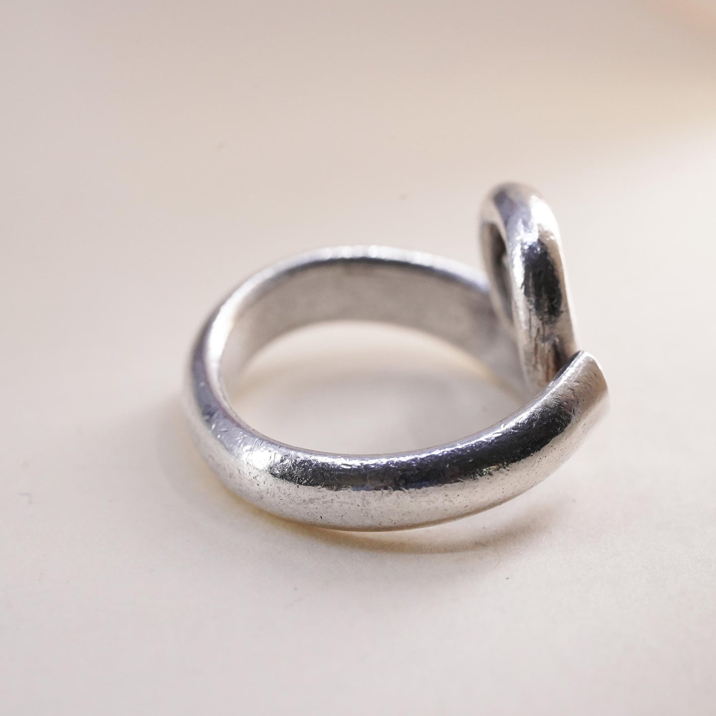 Size adjustable, vintage sterling silver statement ring, mexico 925 swirly band