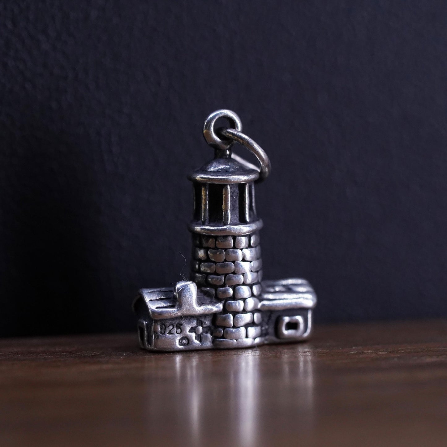 Vintage Sterling silver lighthouse charm, 925 silver pendant