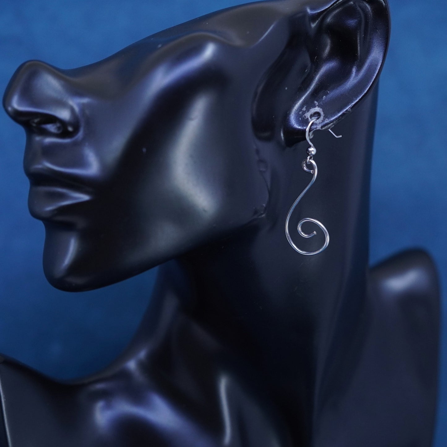 Vintage Sterling Silver handmade Earrings. 925 swirl dangles