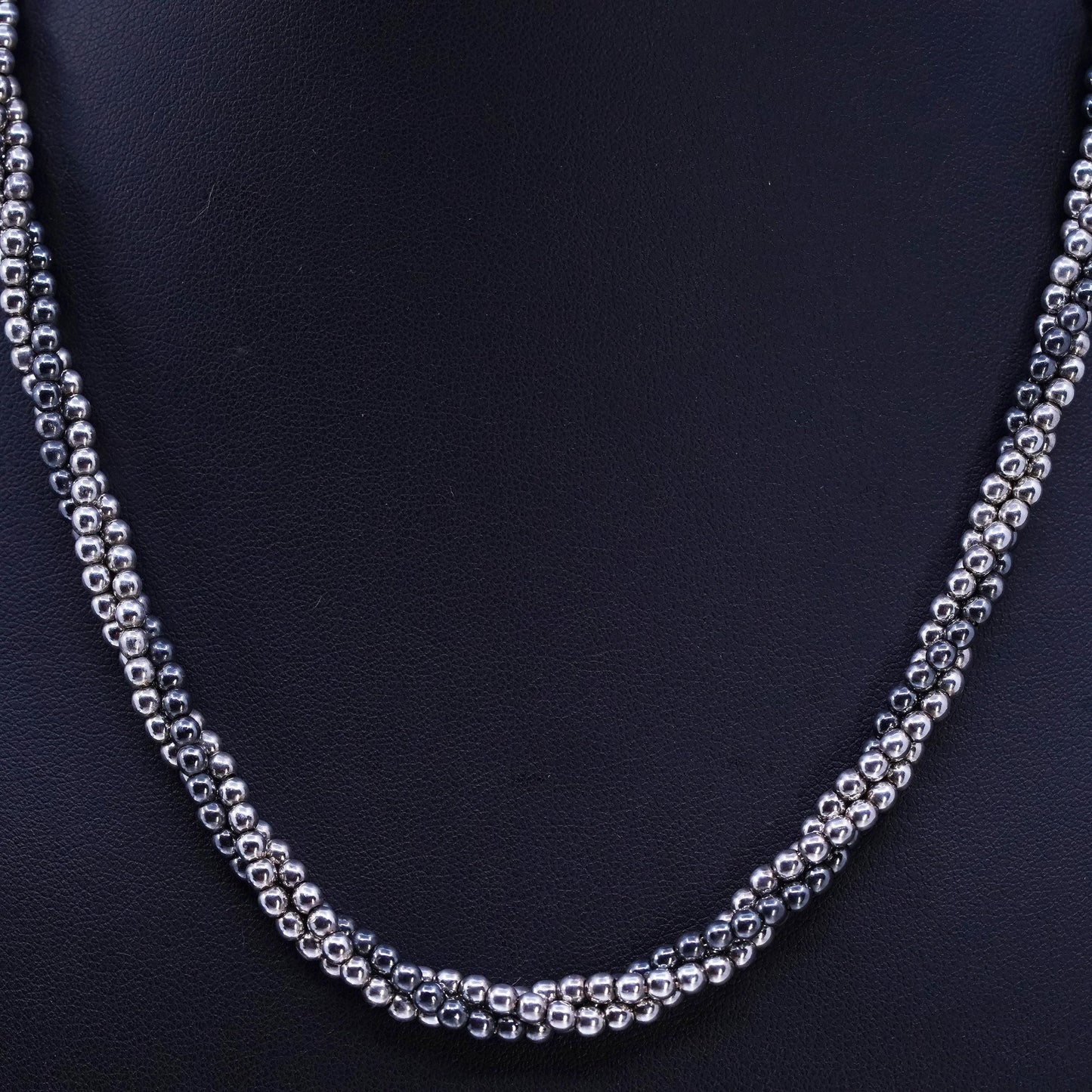 18", vintage Italian two tone Sterling 925 silver bead multi strands necklace