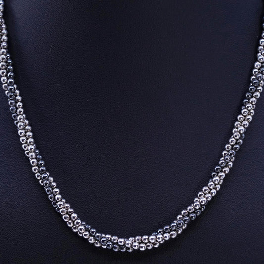 18", vintage Italian two tone Sterling 925 silver bead multi strands necklace
