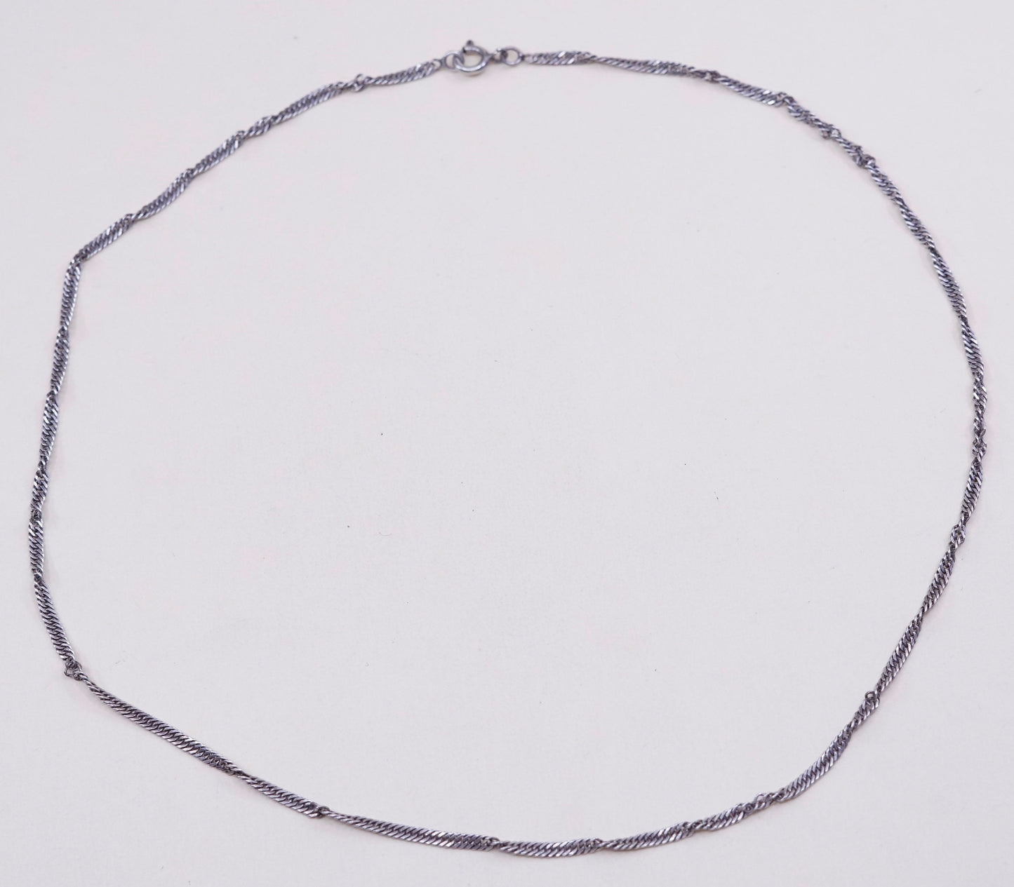 18”, 2mm, Vintage sterling silver Italy 925 silver twisted curb chain, necklace