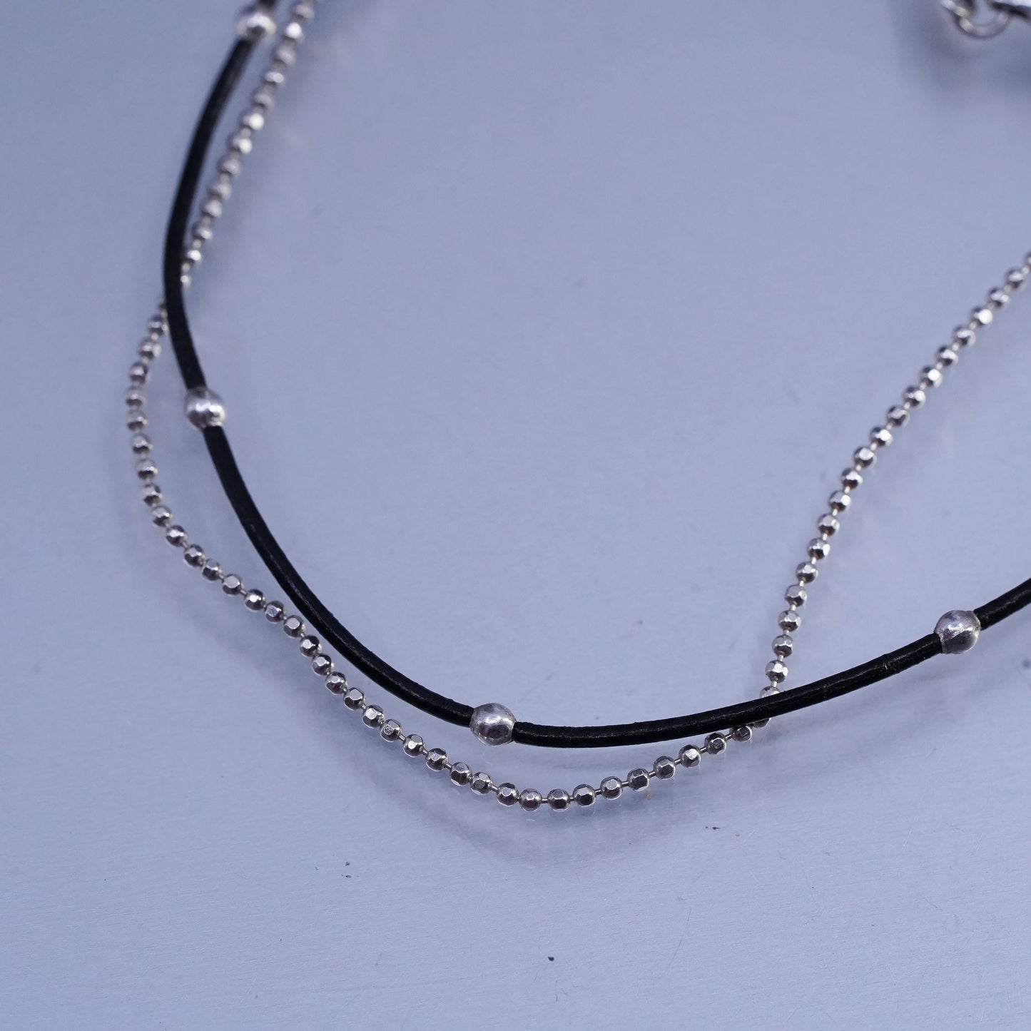 7+1.5”, Silpada “Double the Fun” Leather Sterling double strands Bracelet B2700
