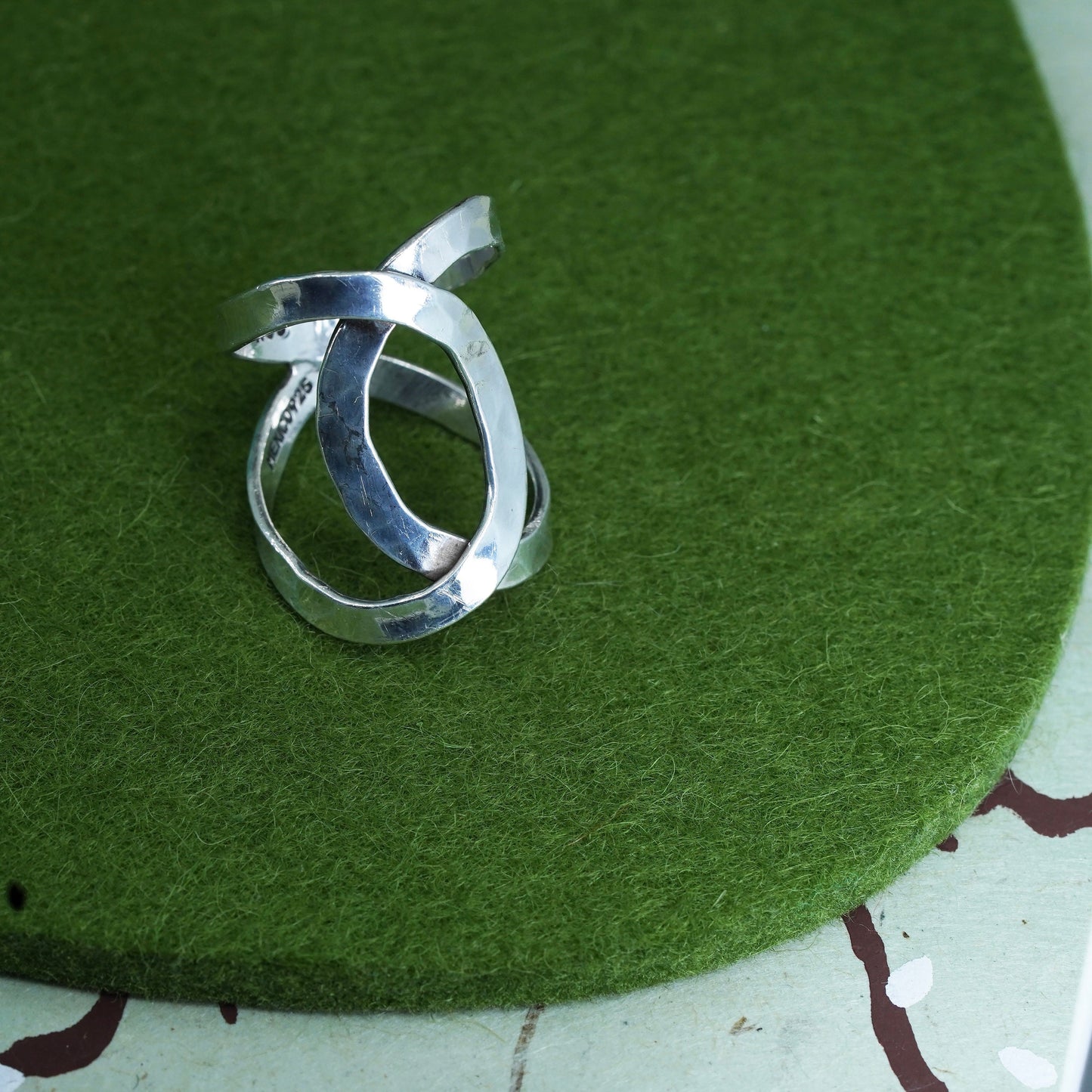 Size 6, Mexican sterling silver handmade entwined ring, 925 band, minimalist