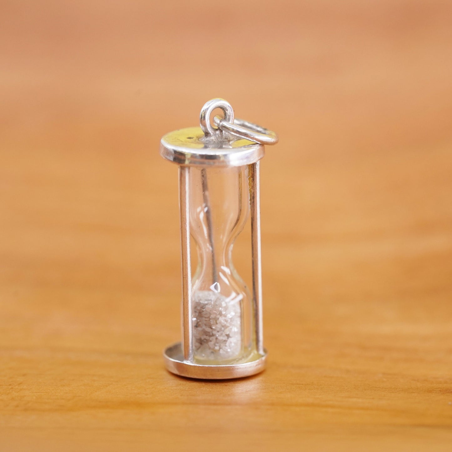 Vintage Sterling silver handmade pendant, 925 sand clock charm