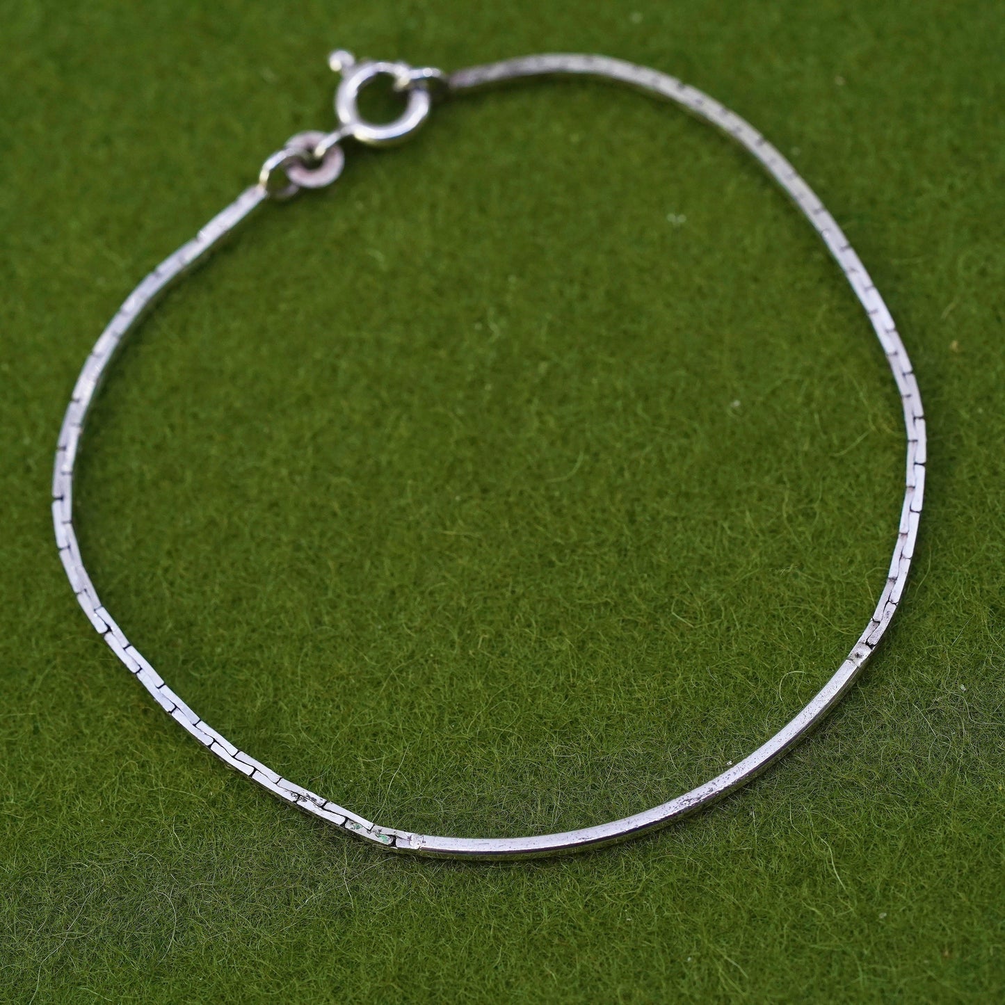 7.5” 1mm, vintage Sterling silver bracelet, 925 silver square snake chain