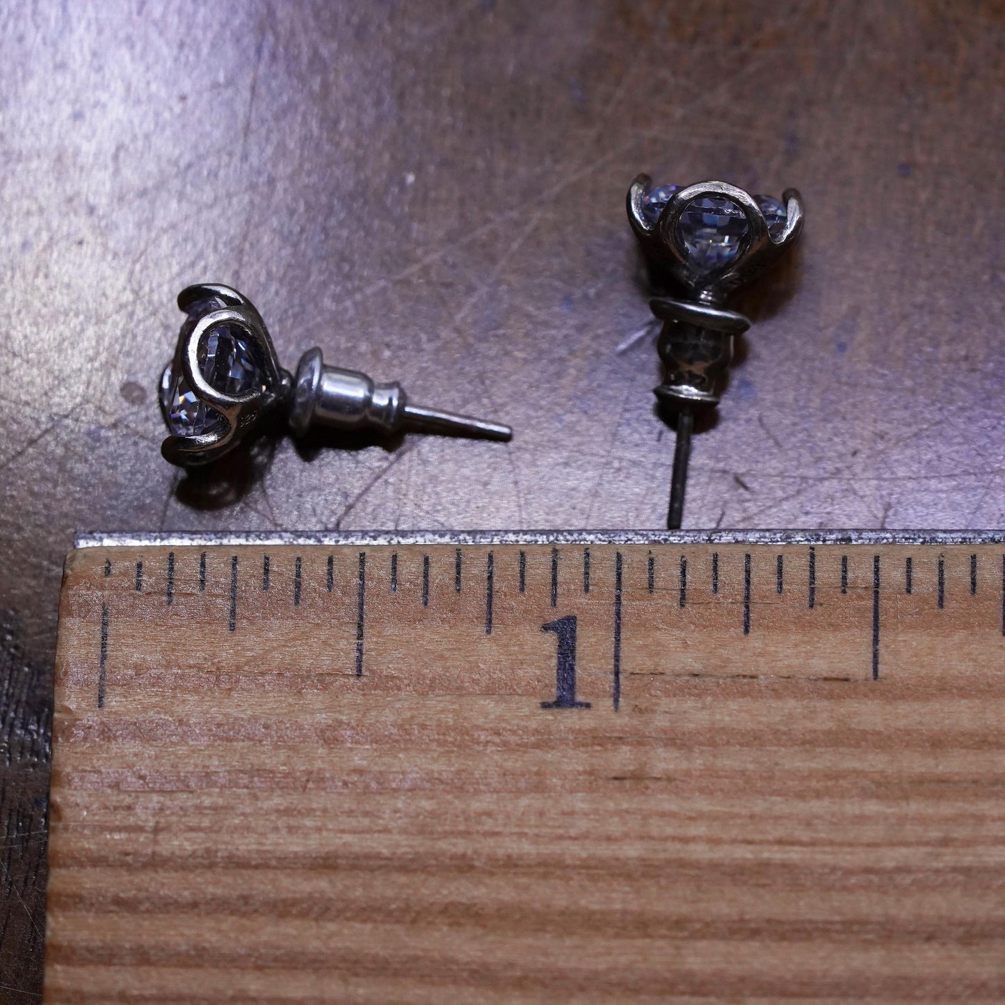 8mm, Vintage sterling silver cz studs, fashion minimalist 925 earrings