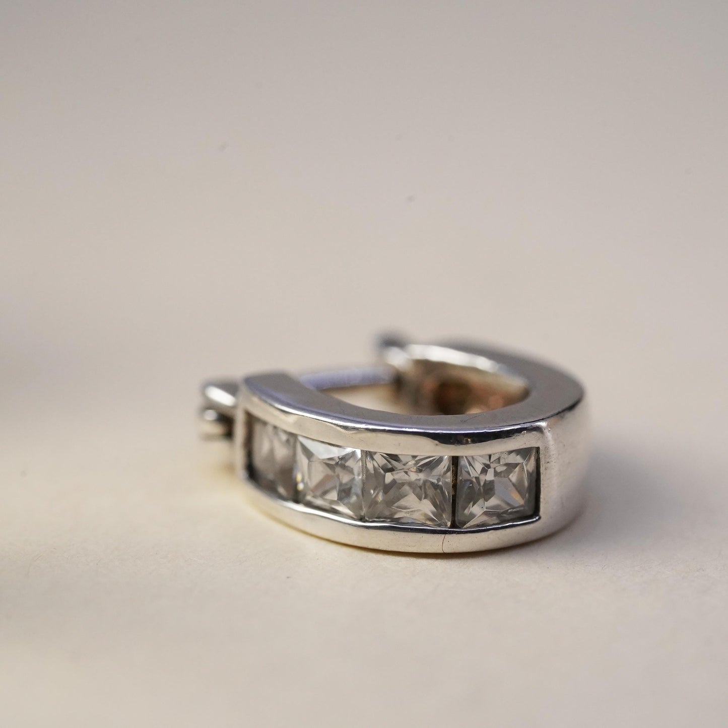 0.5", Vintage sterling silver loop single earring, fashion minimalist hoop cz