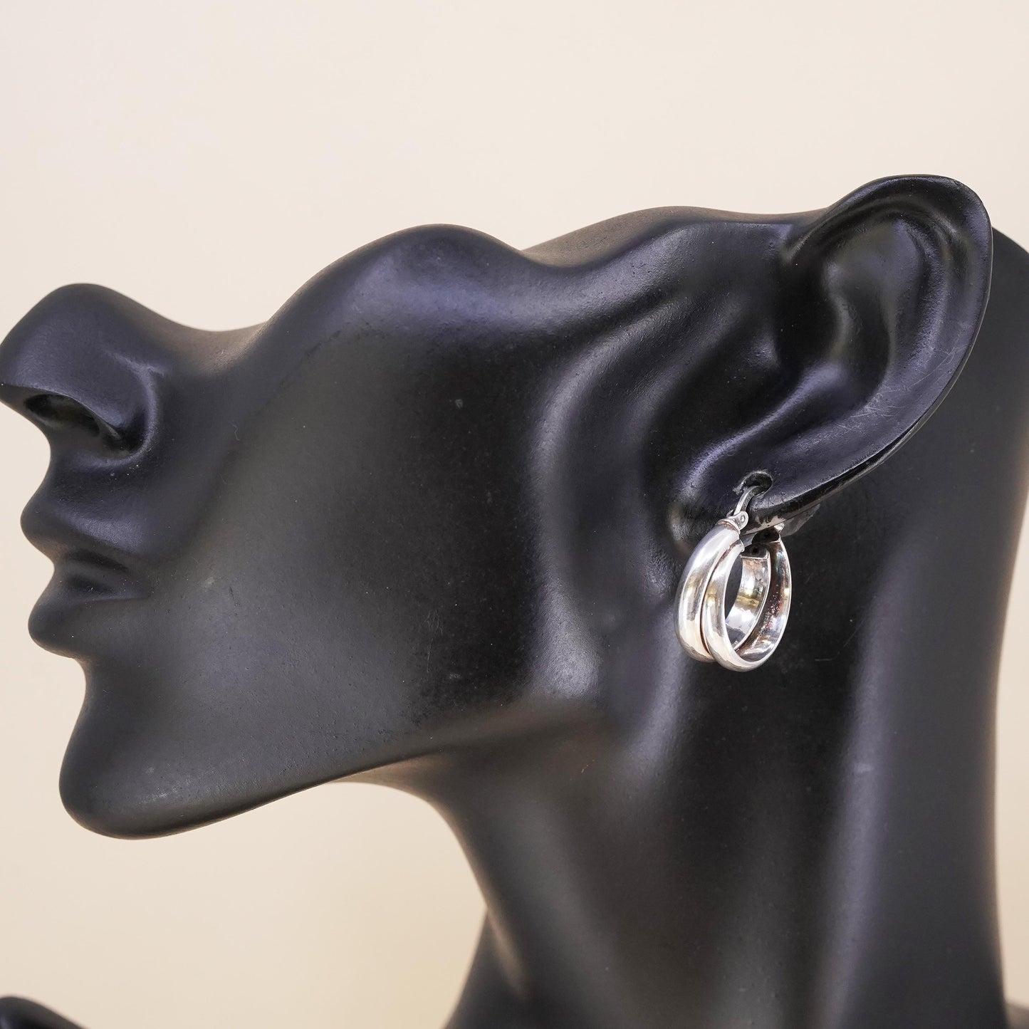 0.75", Vintage sterling silver single earring, fashion minimalist entwined hoop