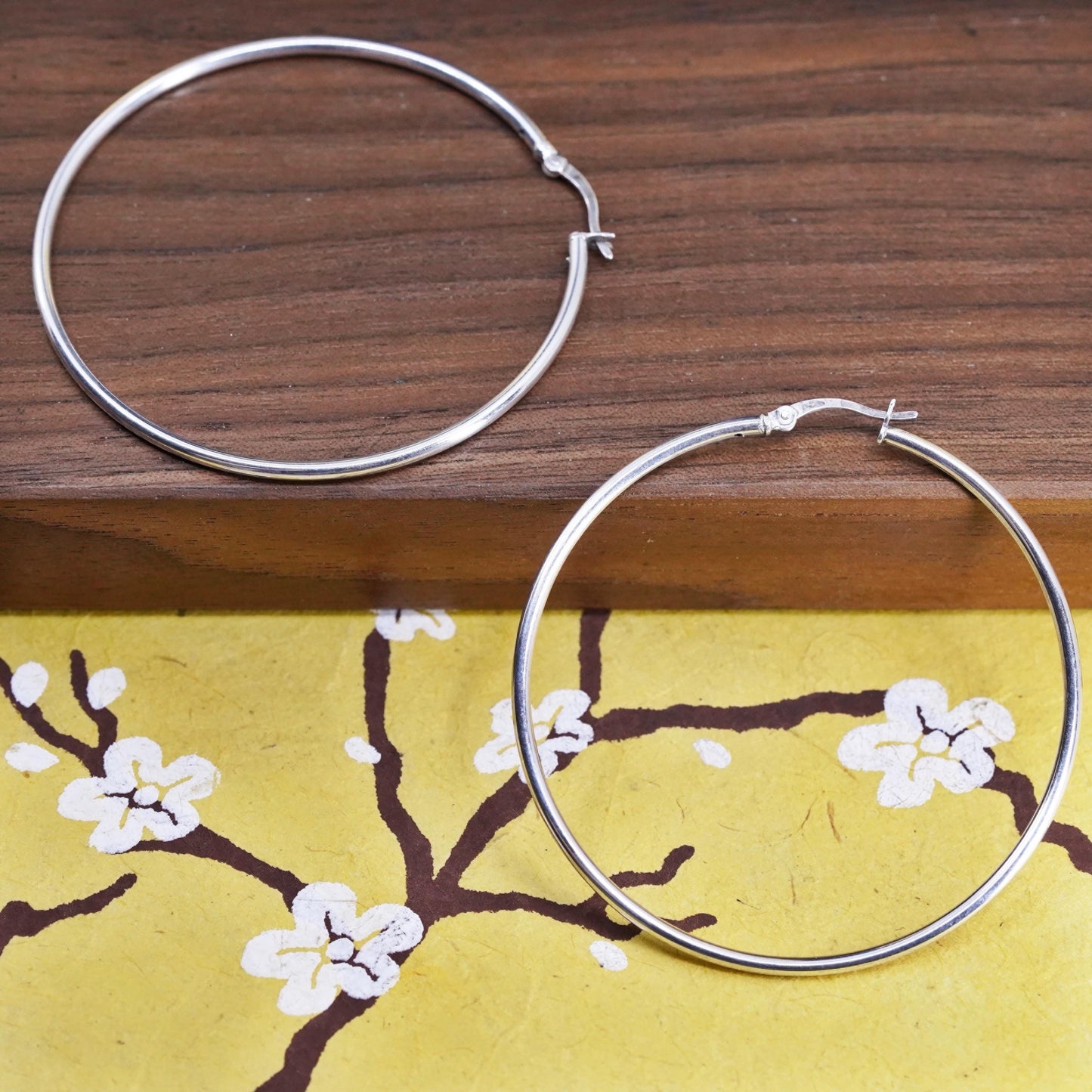 2", vintage Sterling silver handmade earrings, 925 hoops