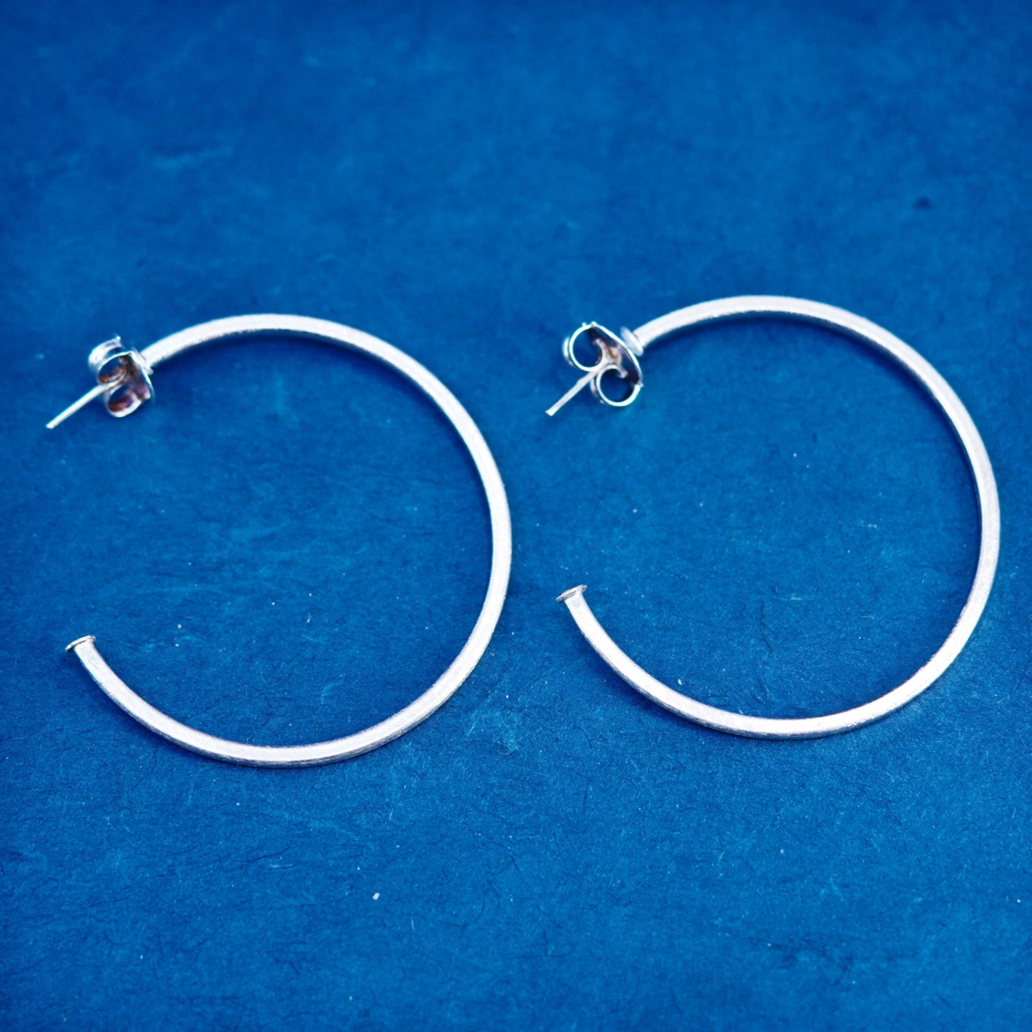 1.75”, vintage Sterling silver handmade hoop earrings, 925 huggie