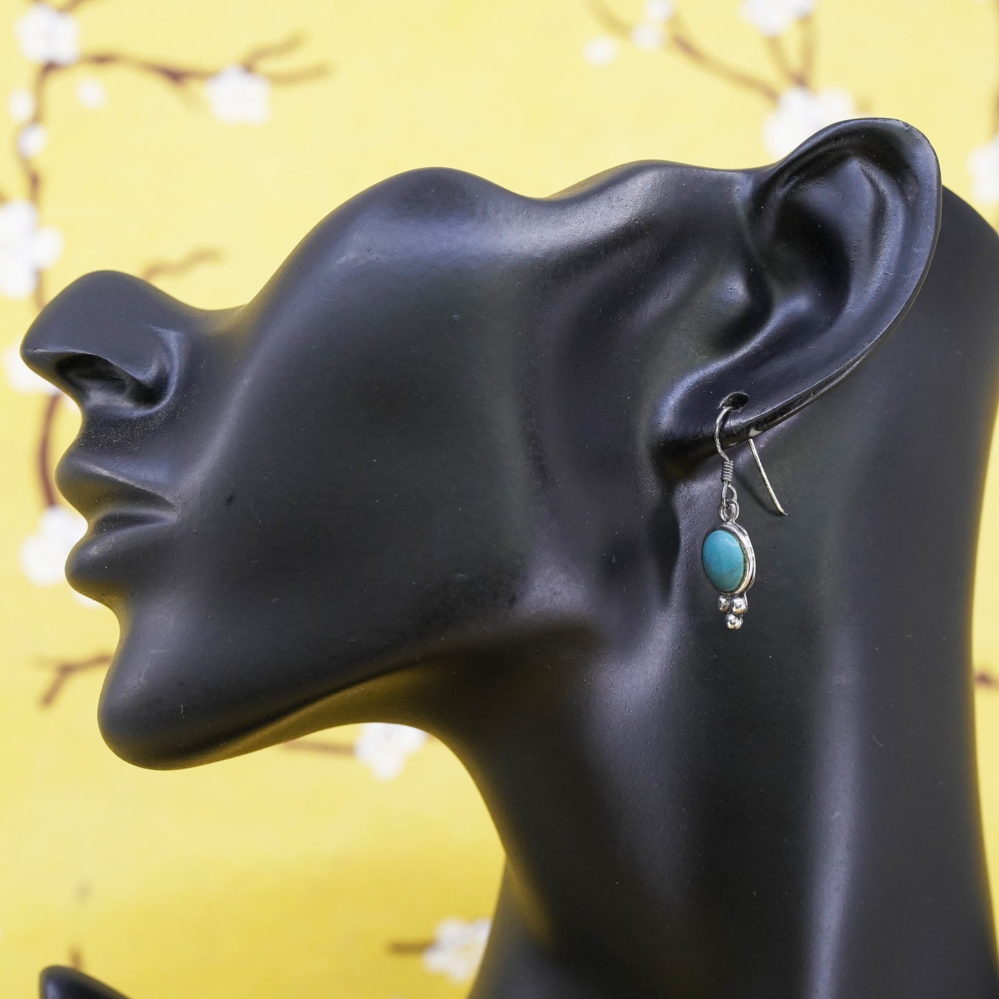Vintage Sterling 925 silver handmade earrings with turquoise