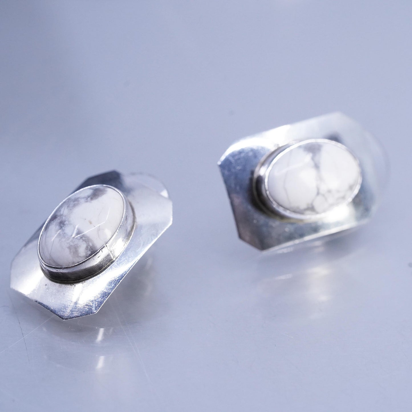 Native American southwestern Sterling 925 silver earrings, studs howlite