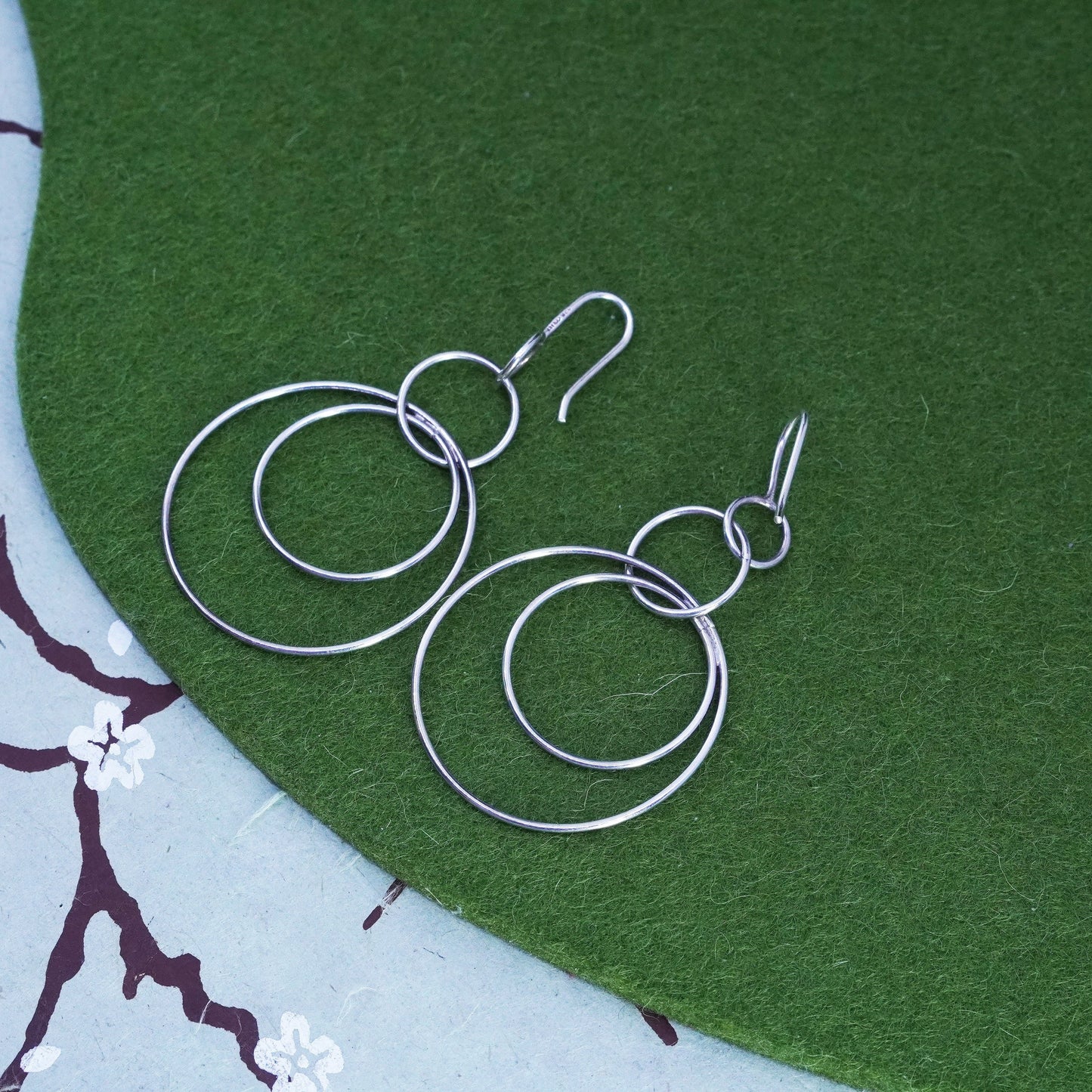 vtg Silpada W1237 Sterling Silver Space Out Circle Hoop Earrings Retired 925