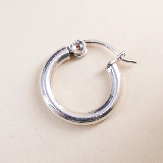 0.5", Vintage sterling silver loop single earring, minimalist primitive hoop