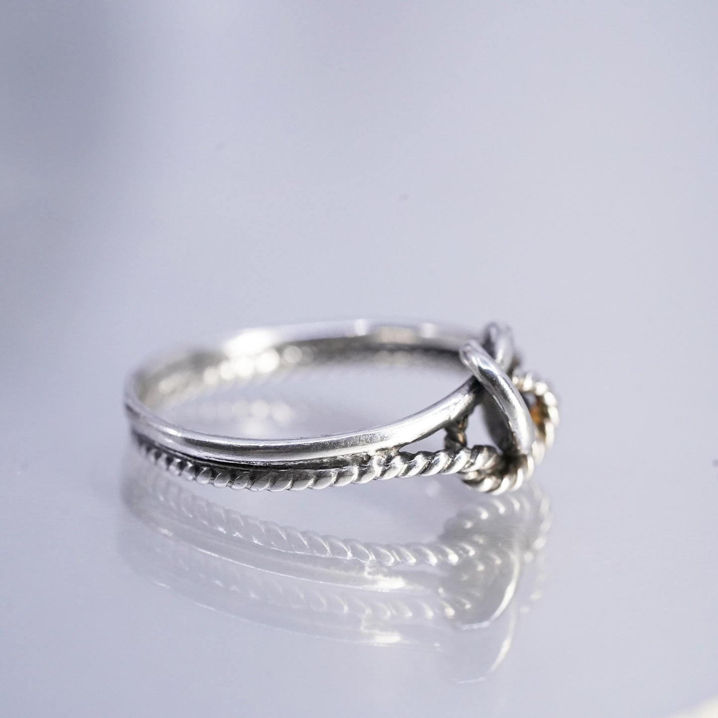 Size 7, vintage Sterling 925 silver handmade ring, textured knotted band