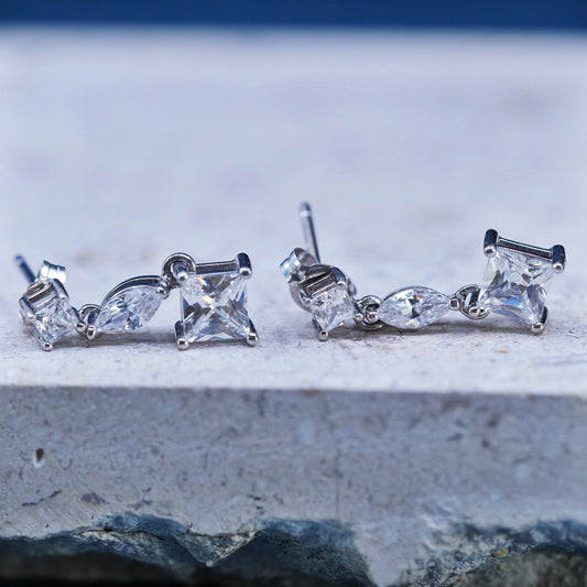 Vintage sterling silver 925 earrings with cz inlay