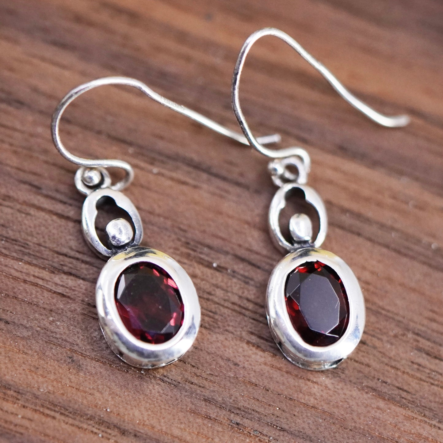 Vintage LUC Sterling 925 silver handmade earrings with ruby