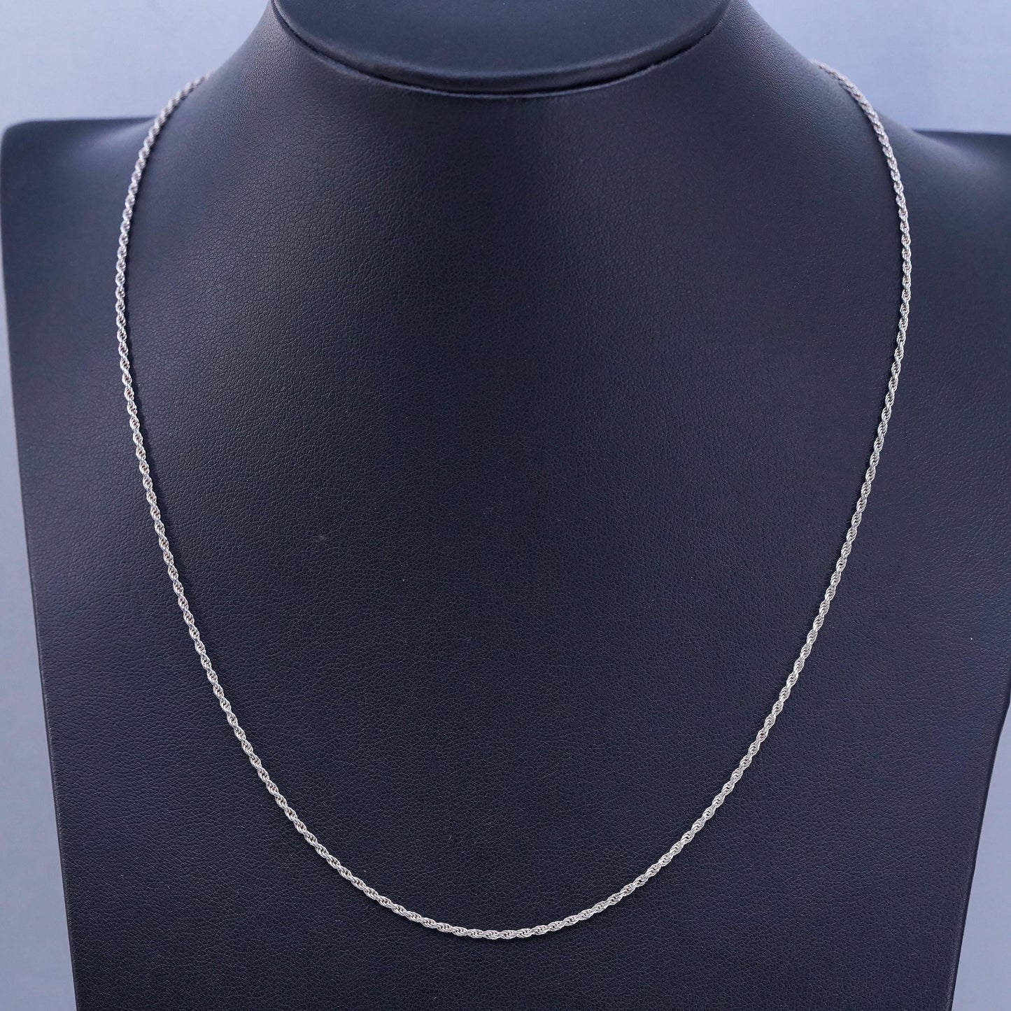 18” 2mm, vintage Italy Sterling 925 silver Singapore rope chain necklace