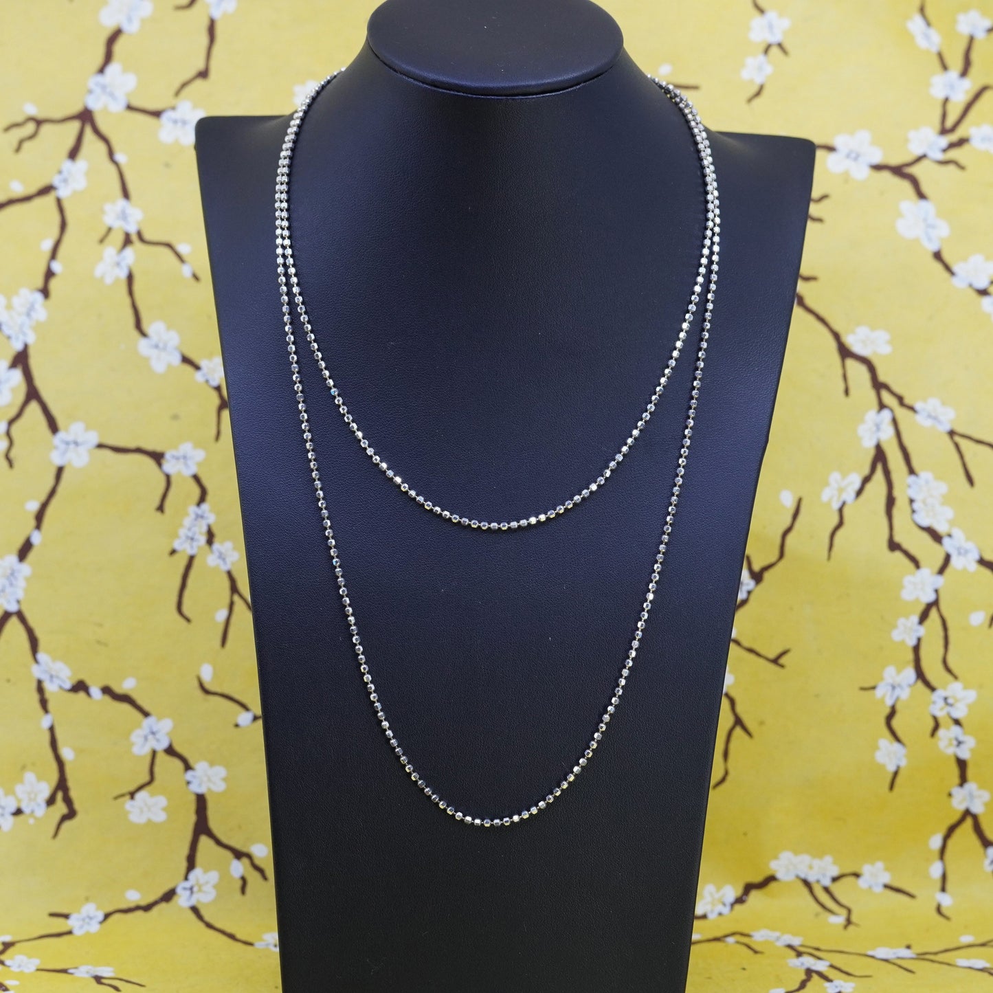40”, vintage Italy Milor Sterling silver beads necklace, 925 extra long chain