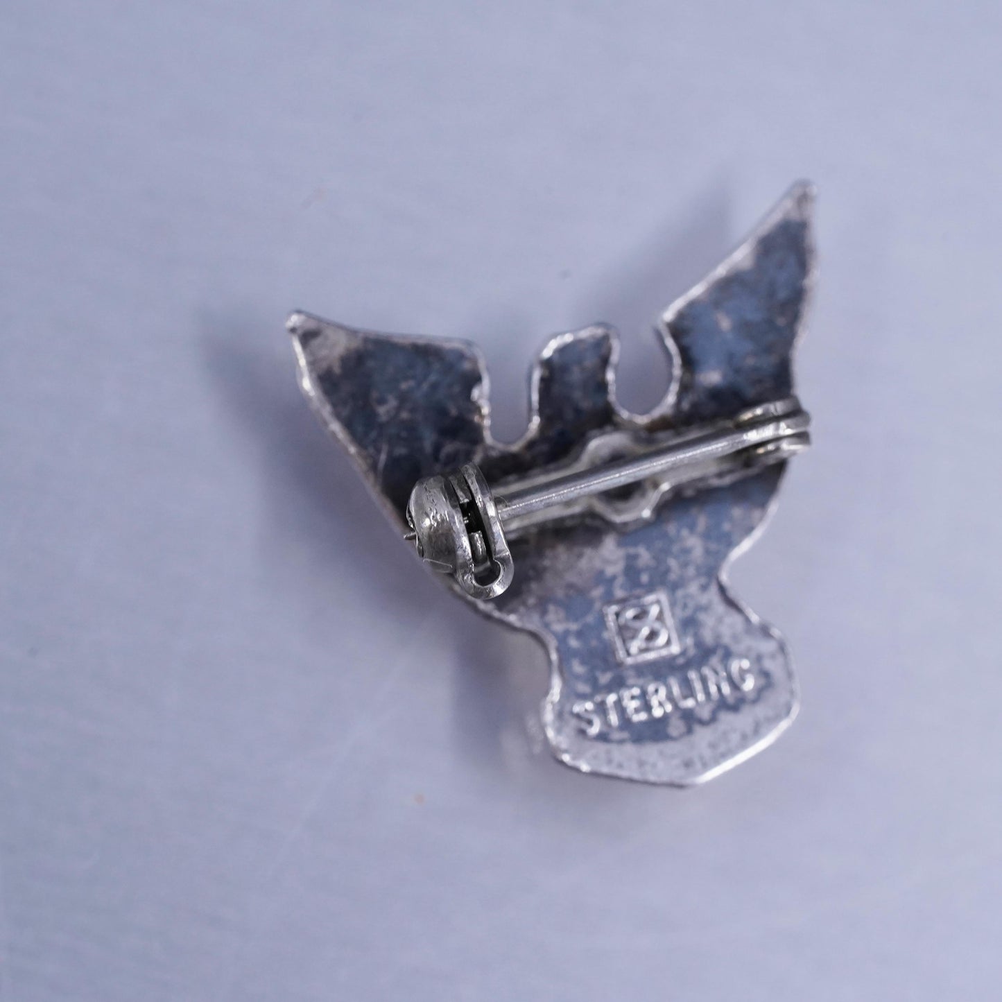 Vintage Sterling 925 silver BSA eagle brooch pin, stamped Sterling