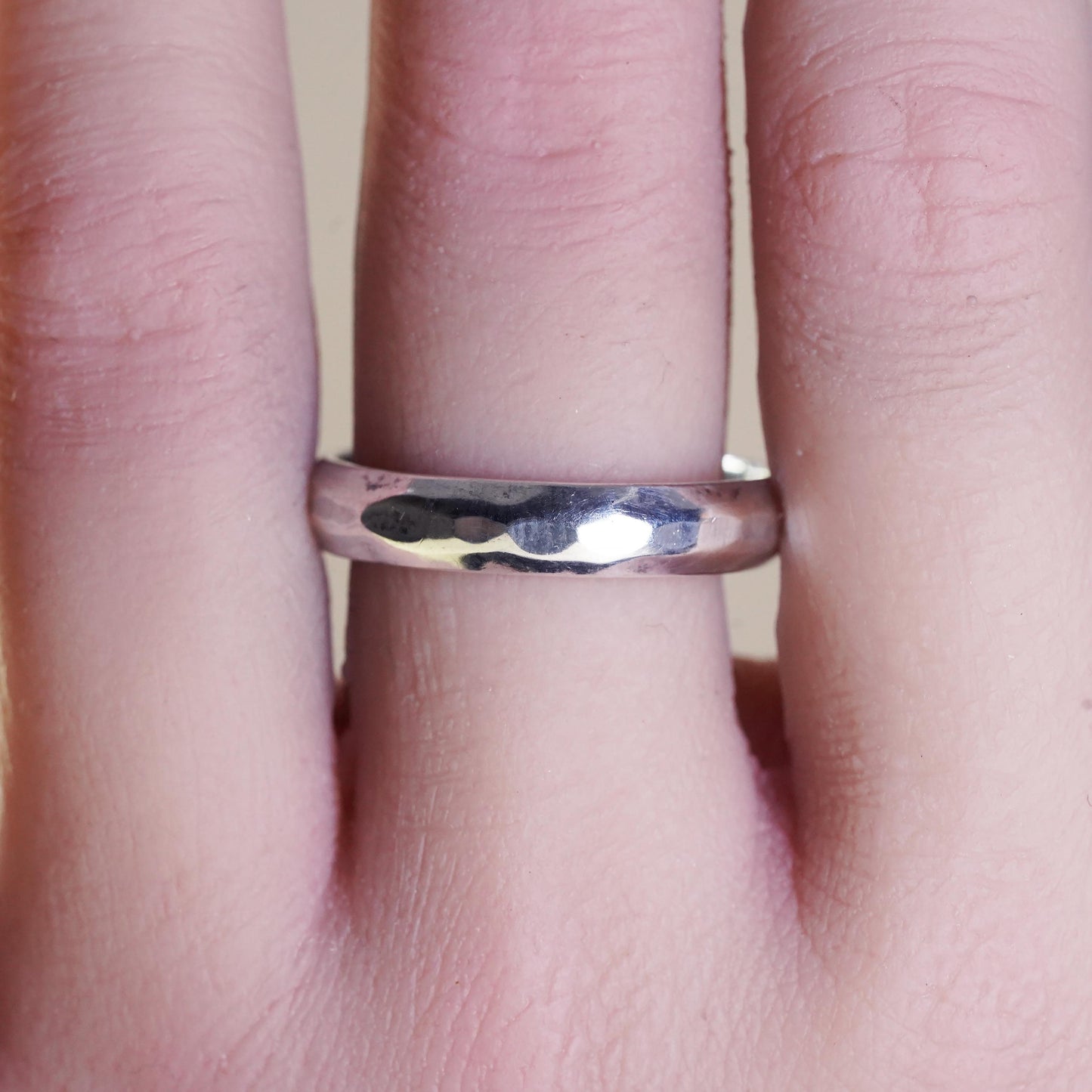Size 11, Vintage sterling silver ring, 925 silver band, hammered wedding band