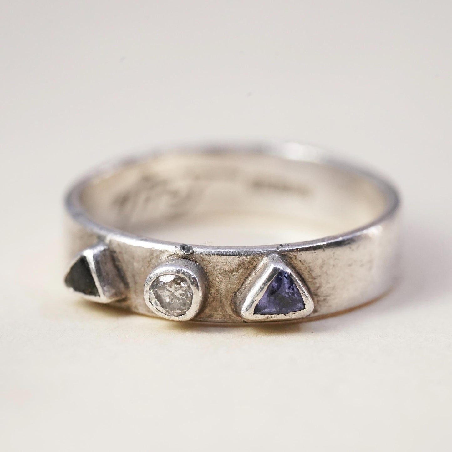 Size 4.5, Tito’s Sterling 925 silver pinky ring genuine diamond, sapphire