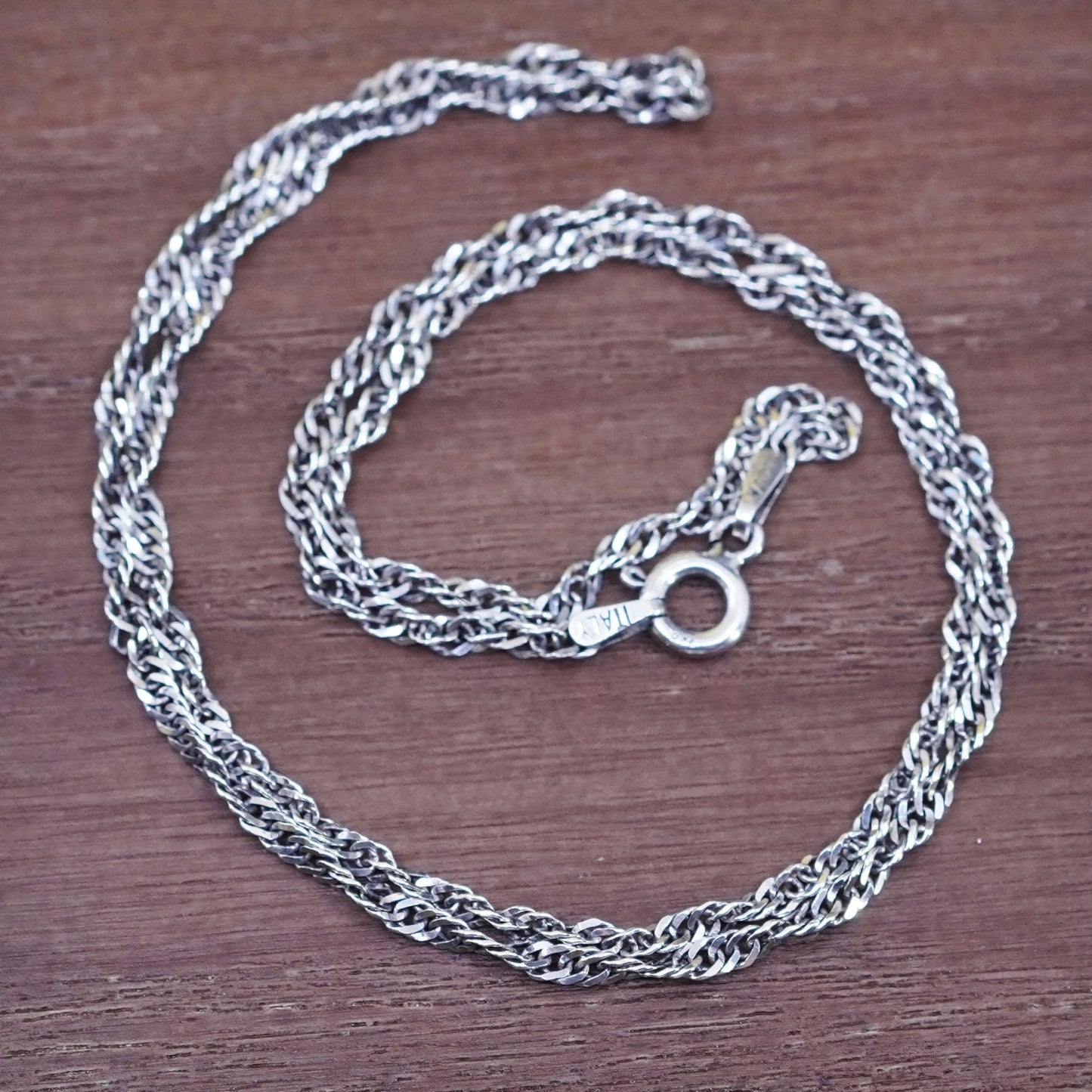 18” 2mm, vintage Sterling silver necklace, Italy 925 Singapore link chain